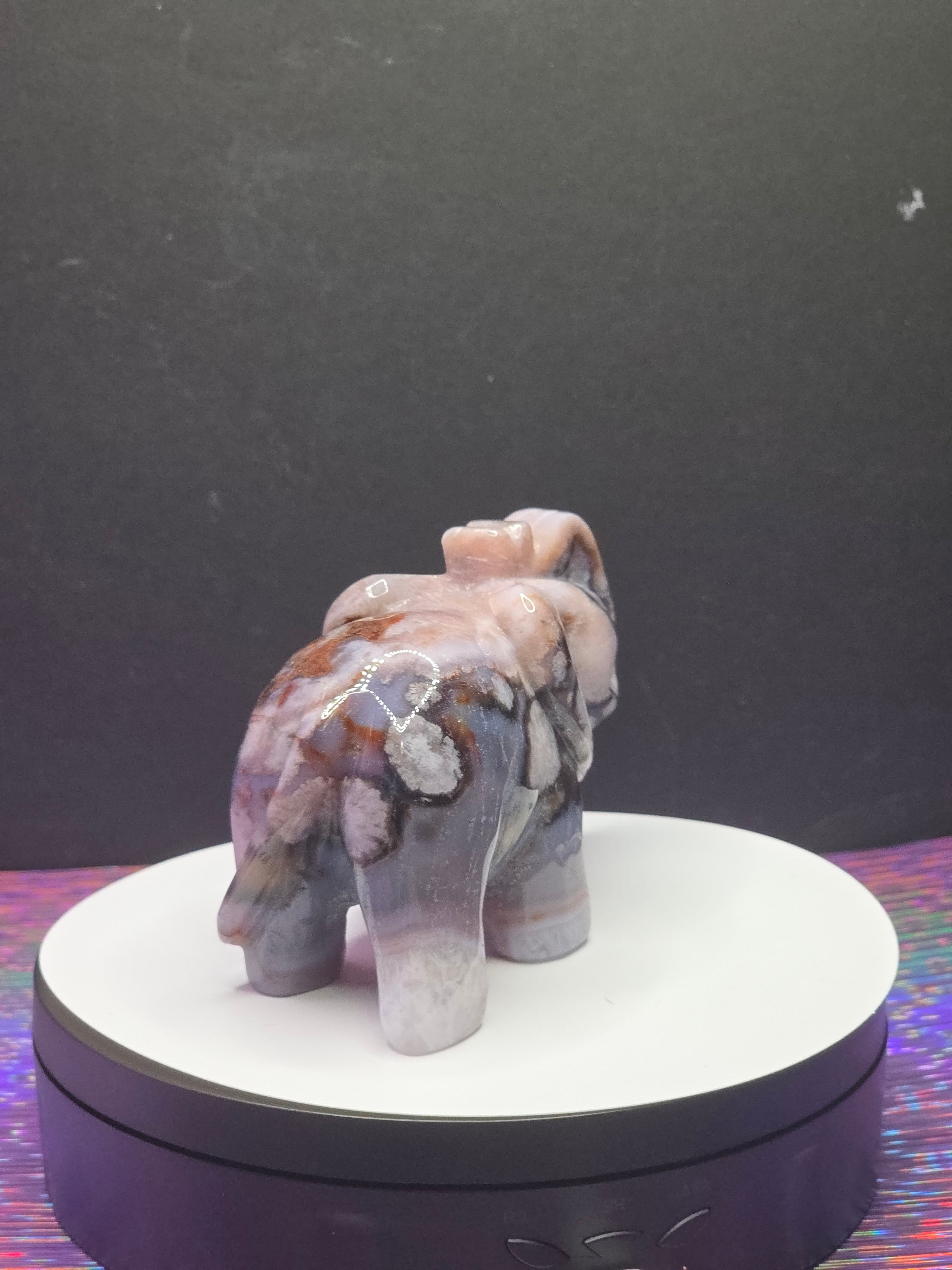 Dyed Blue Flower Agate Elephant