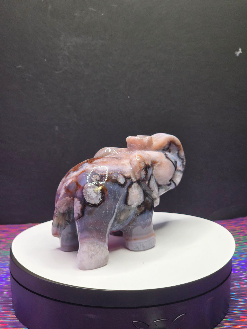 Dyed Blue Flower Agate Elephant