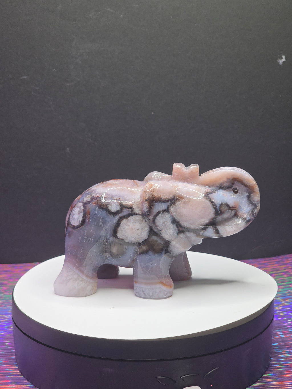 Dyed Blue Flower Agate Elephant