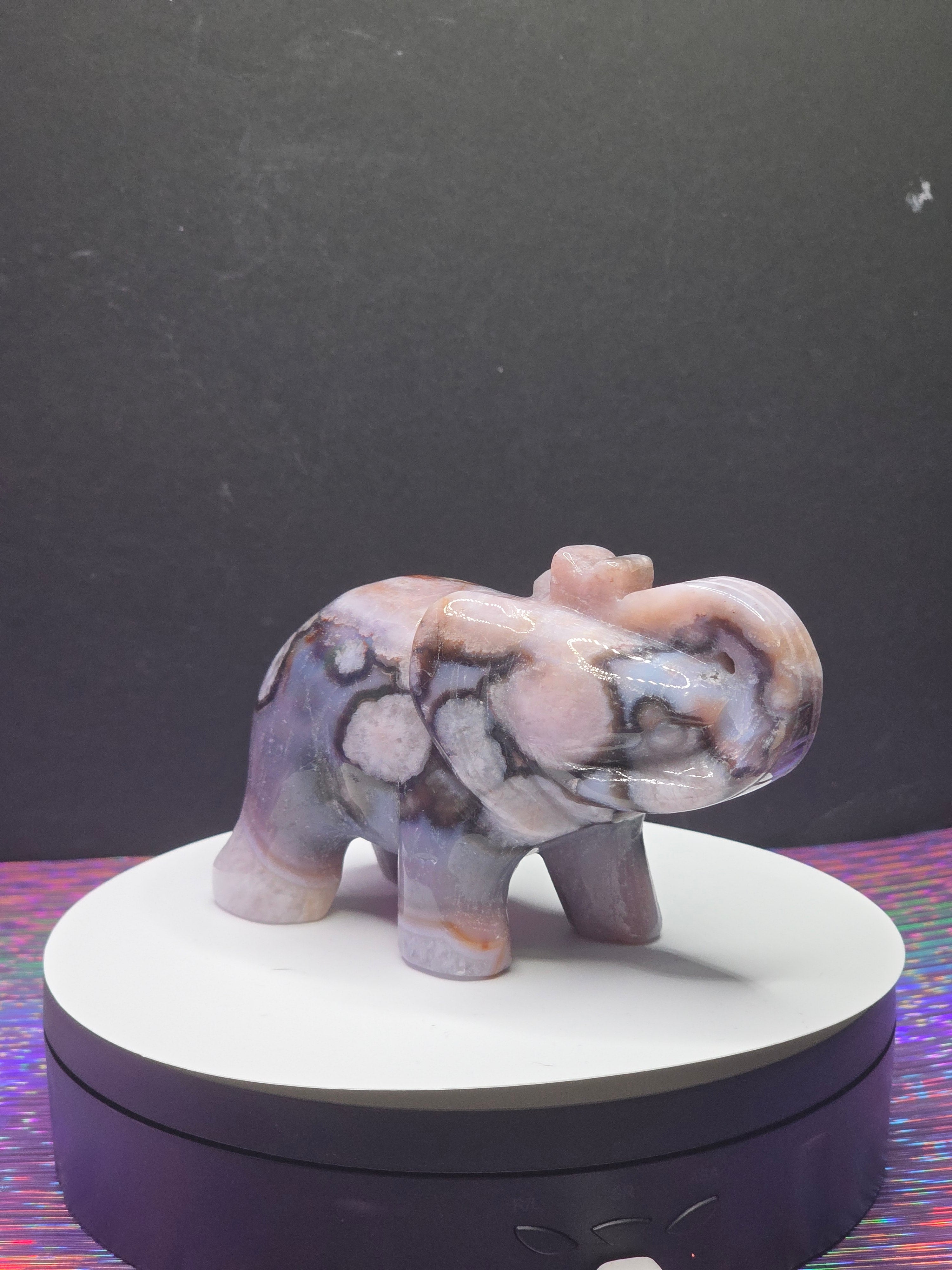 Dyed Blue Flower Agate Elephant