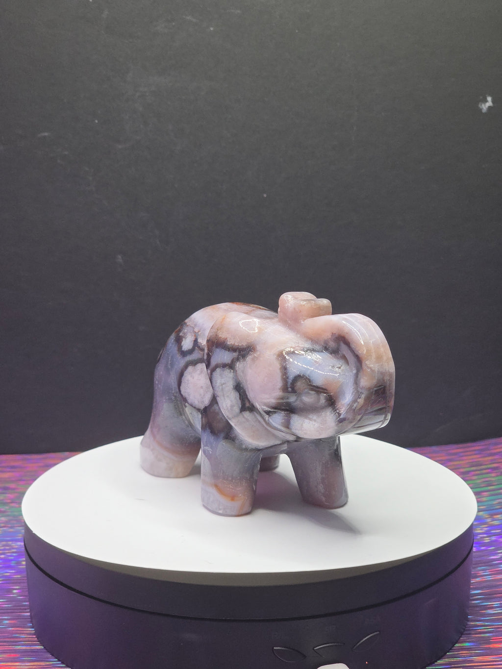 Dyed Blue Flower Agate Elephant