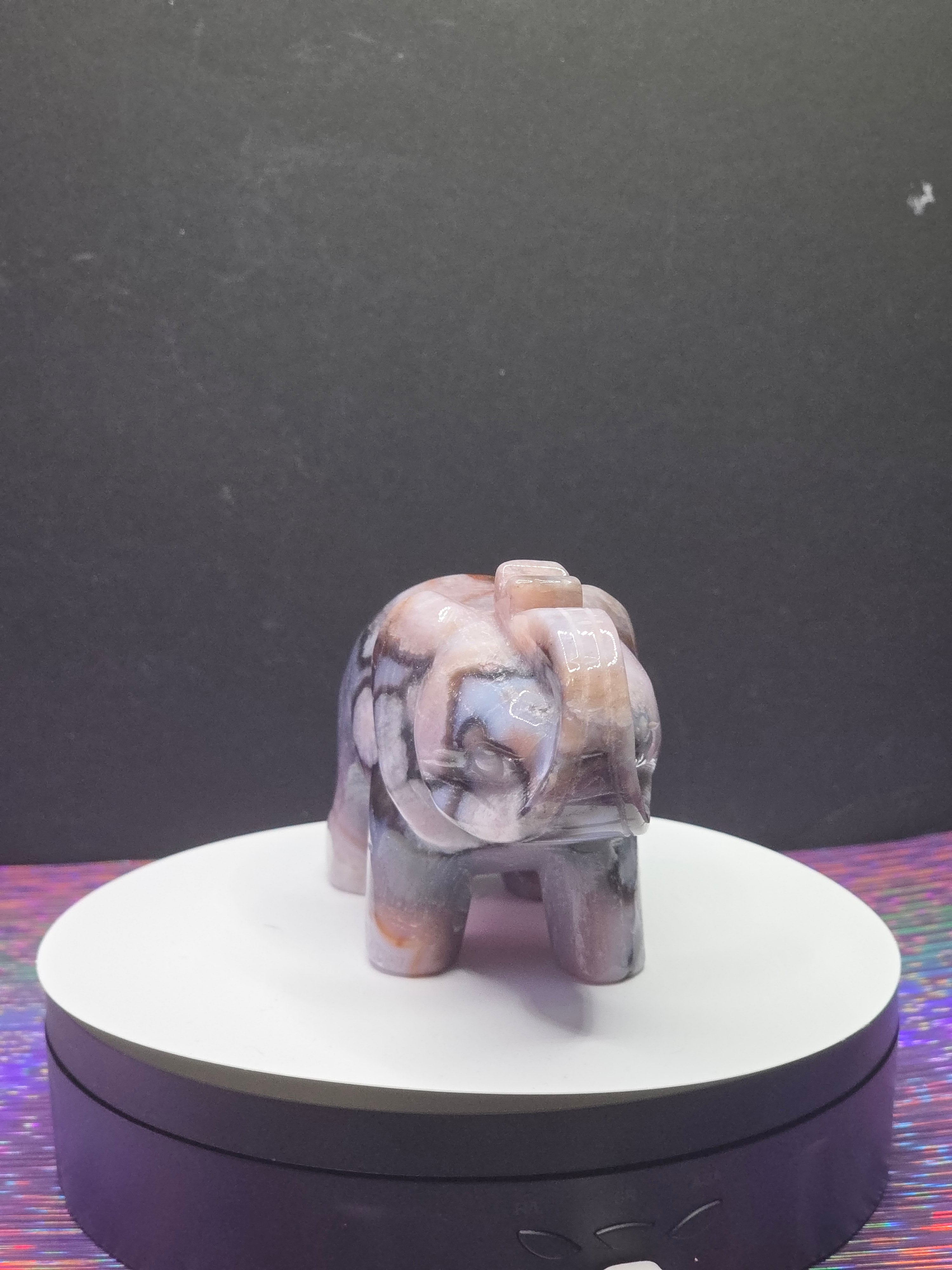 Dyed Blue Flower Agate Elephant