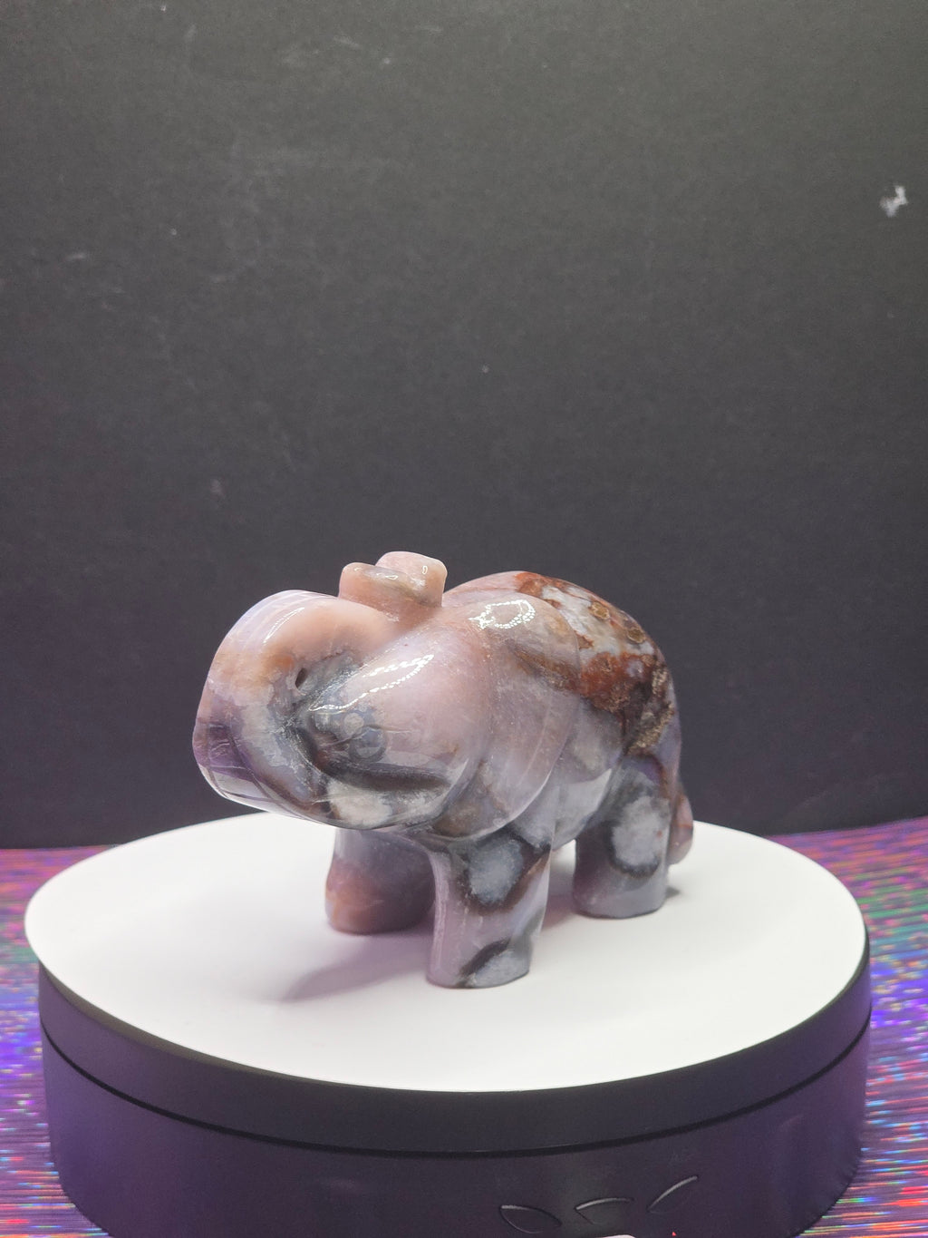 Dyed Blue Flower Agate Elephant