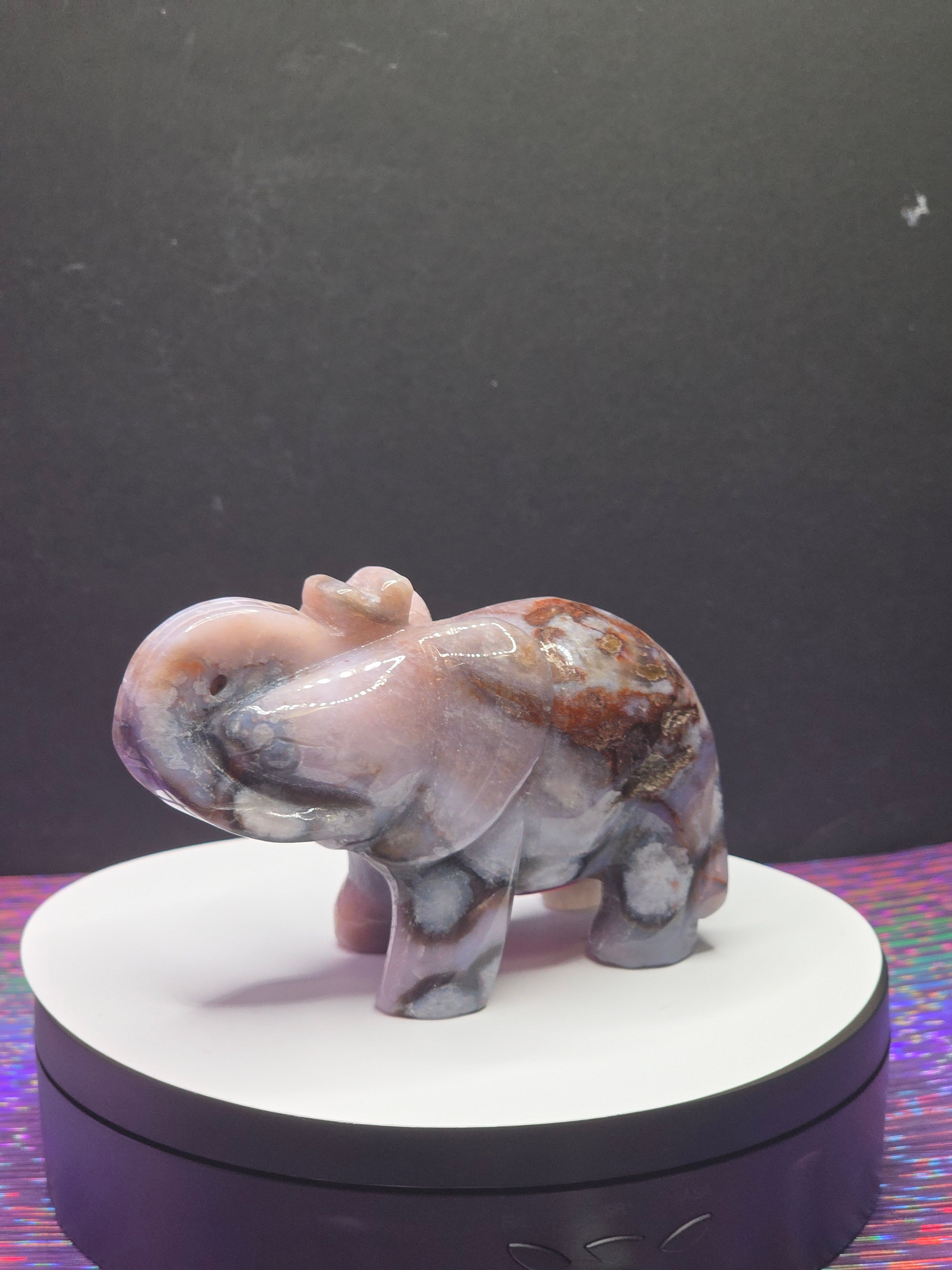 Dyed Blue Flower Agate Elephant