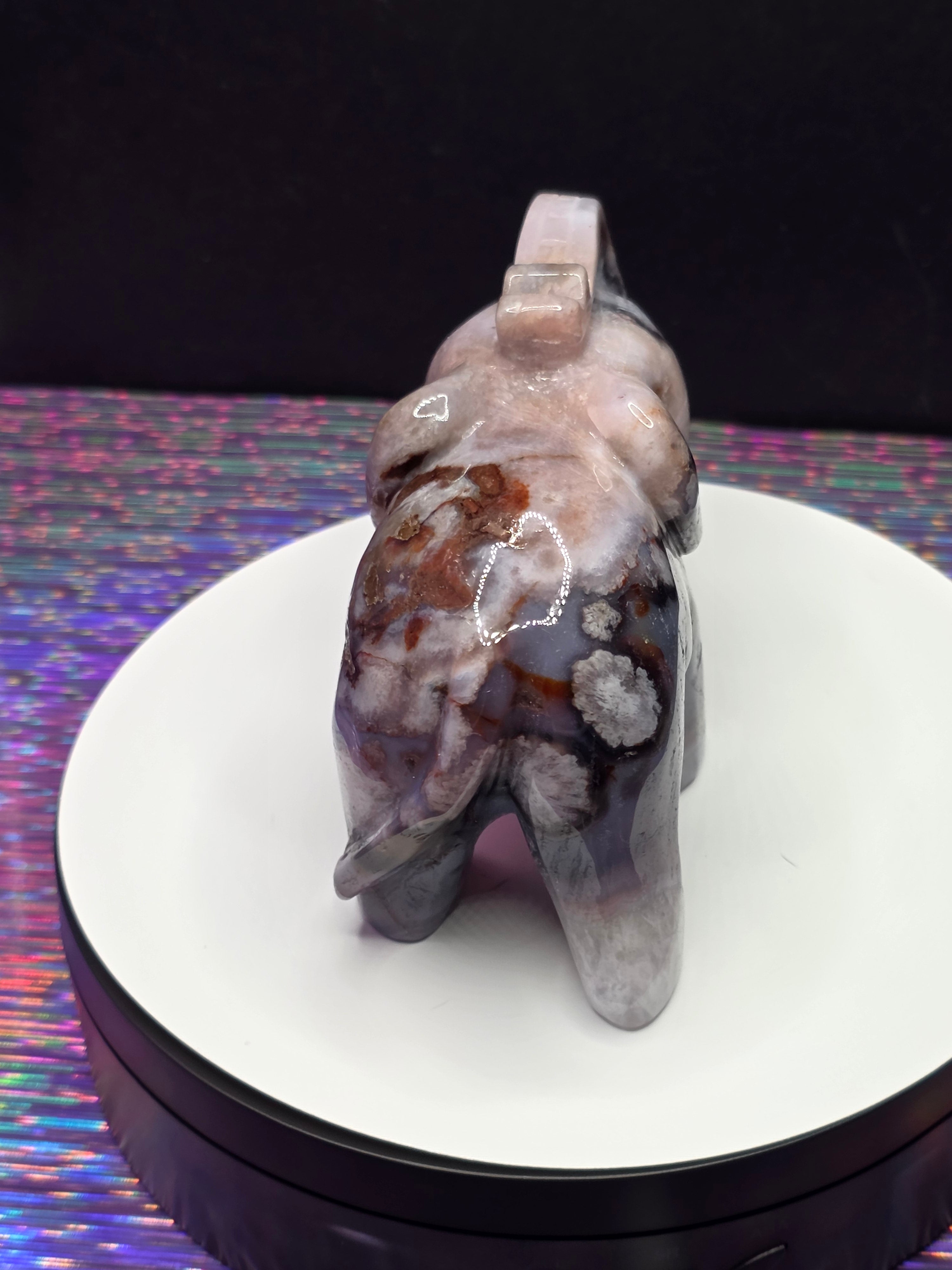 Dyed Blue Flower Agate Elephant