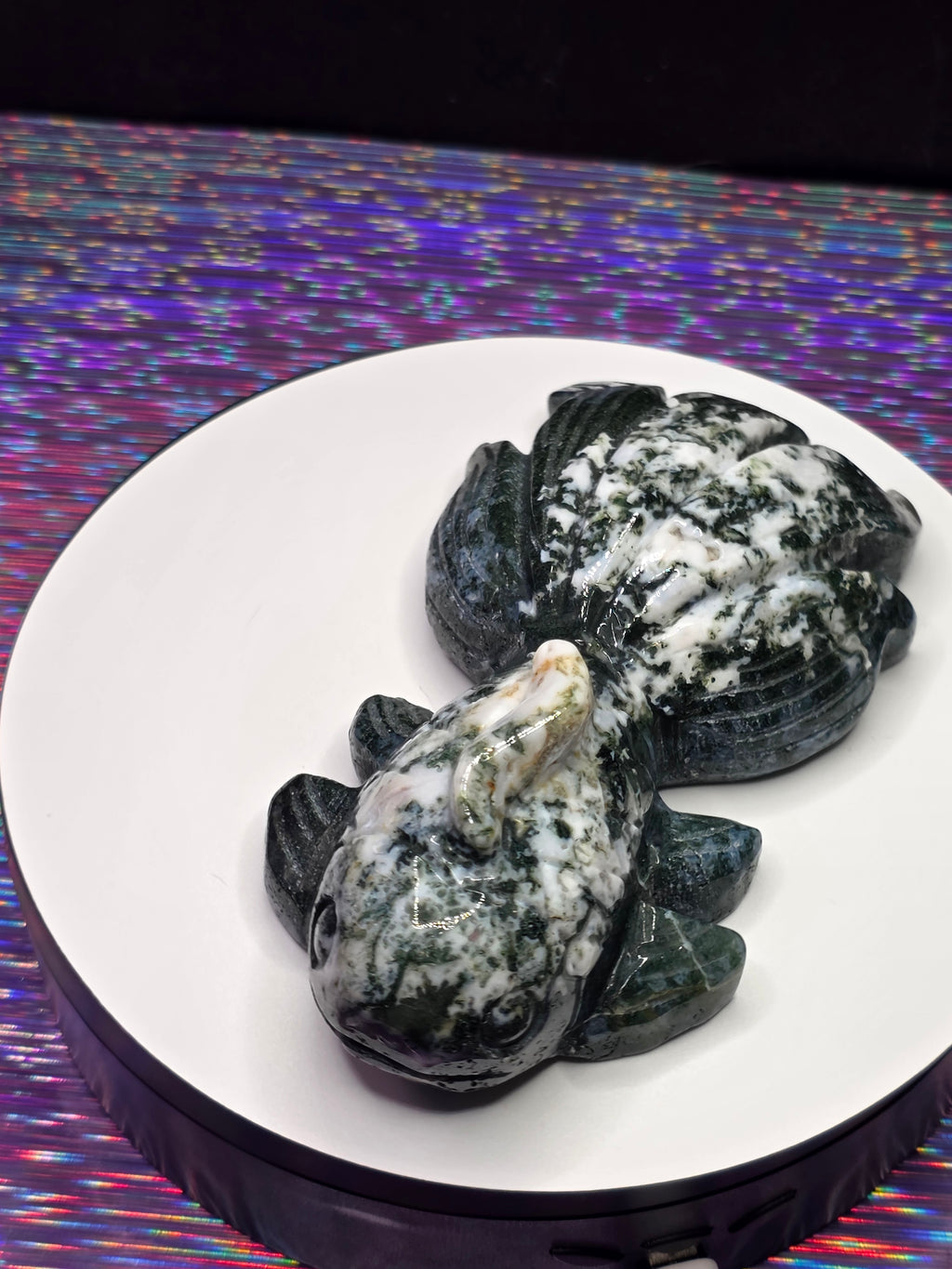 Green Moss Agate Koi Fish