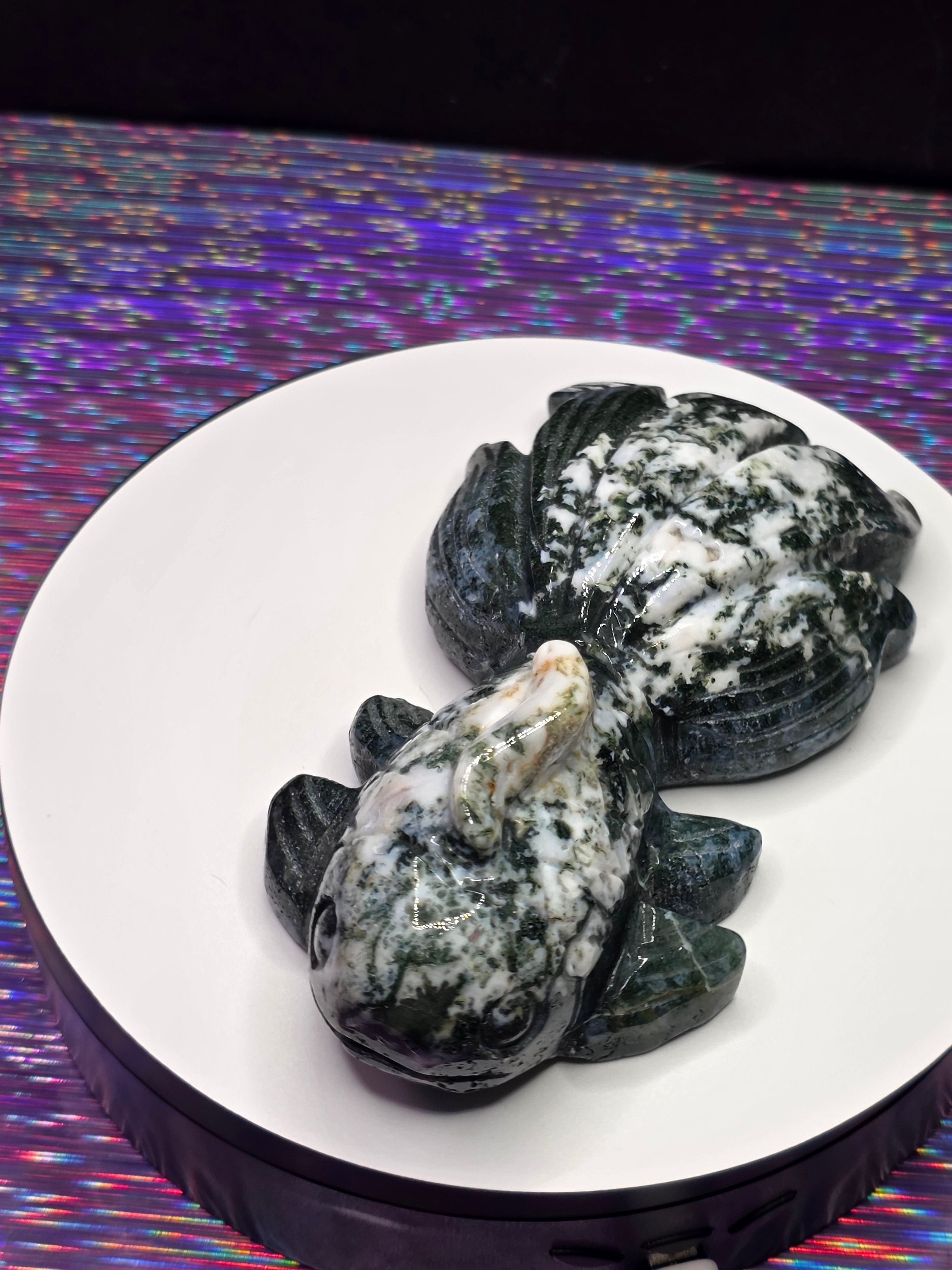 Green Moss Agate Koi Fish