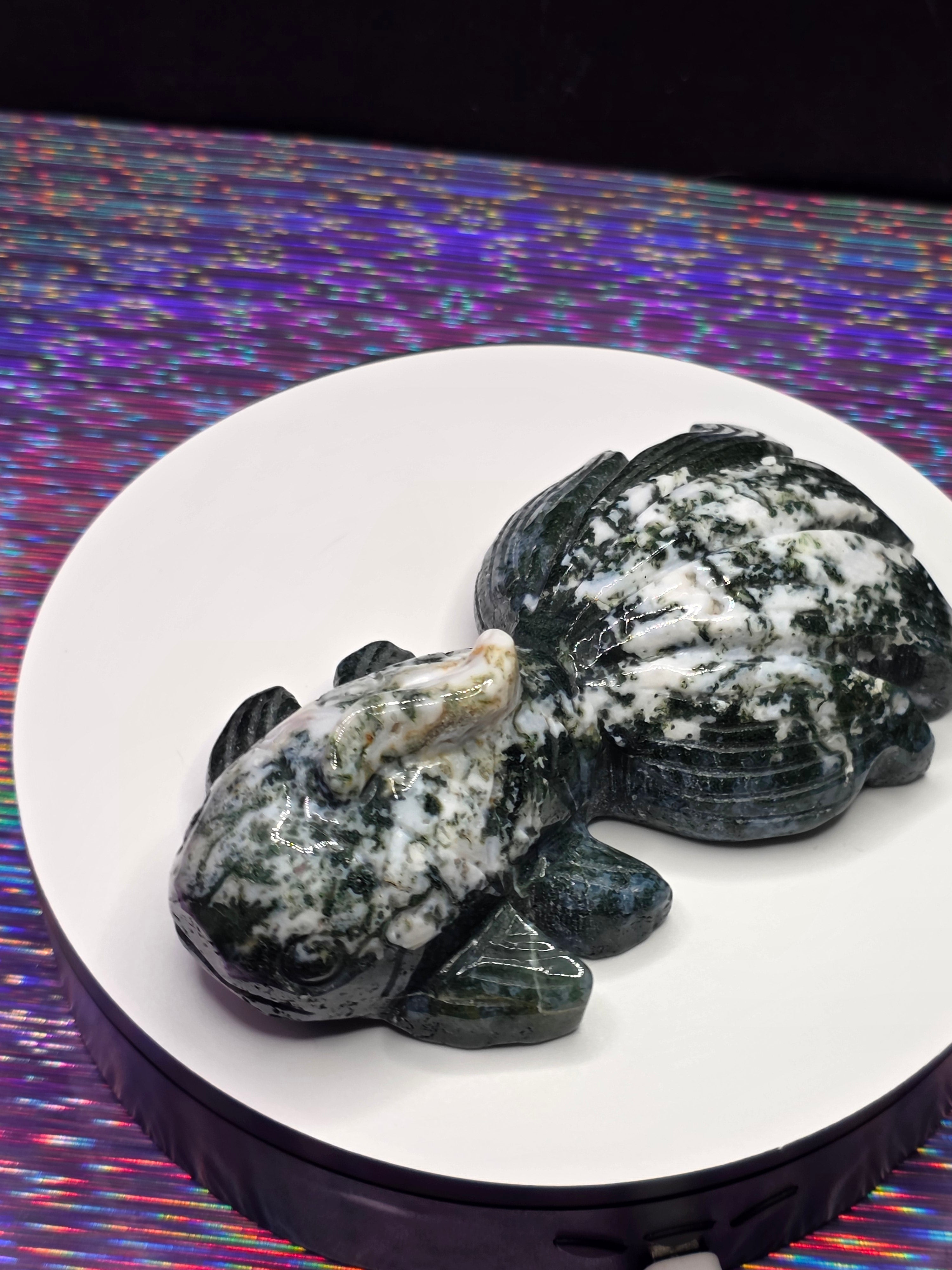 Green Moss Agate Koi Fish