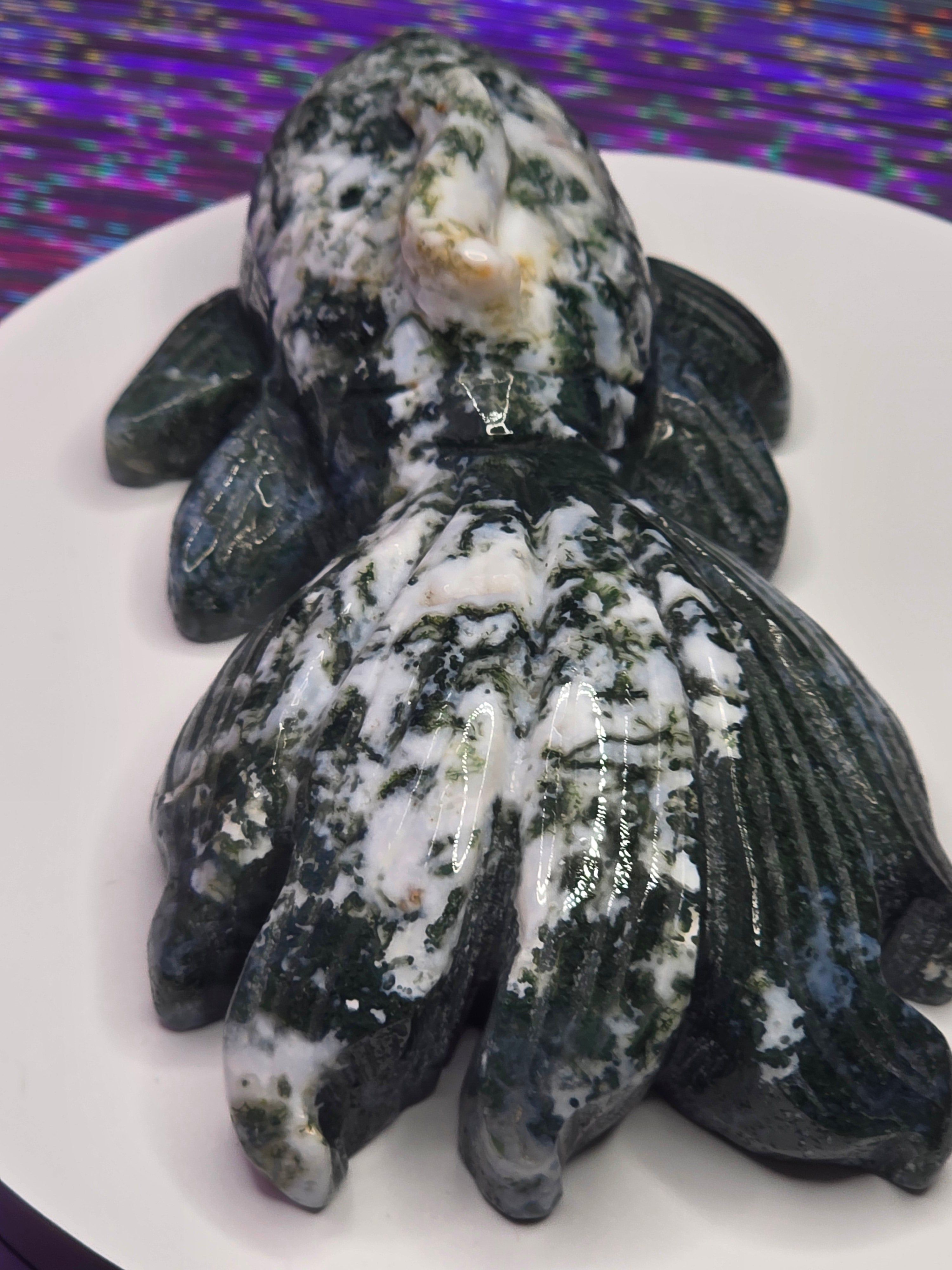 Green Moss Agate Koi Fish