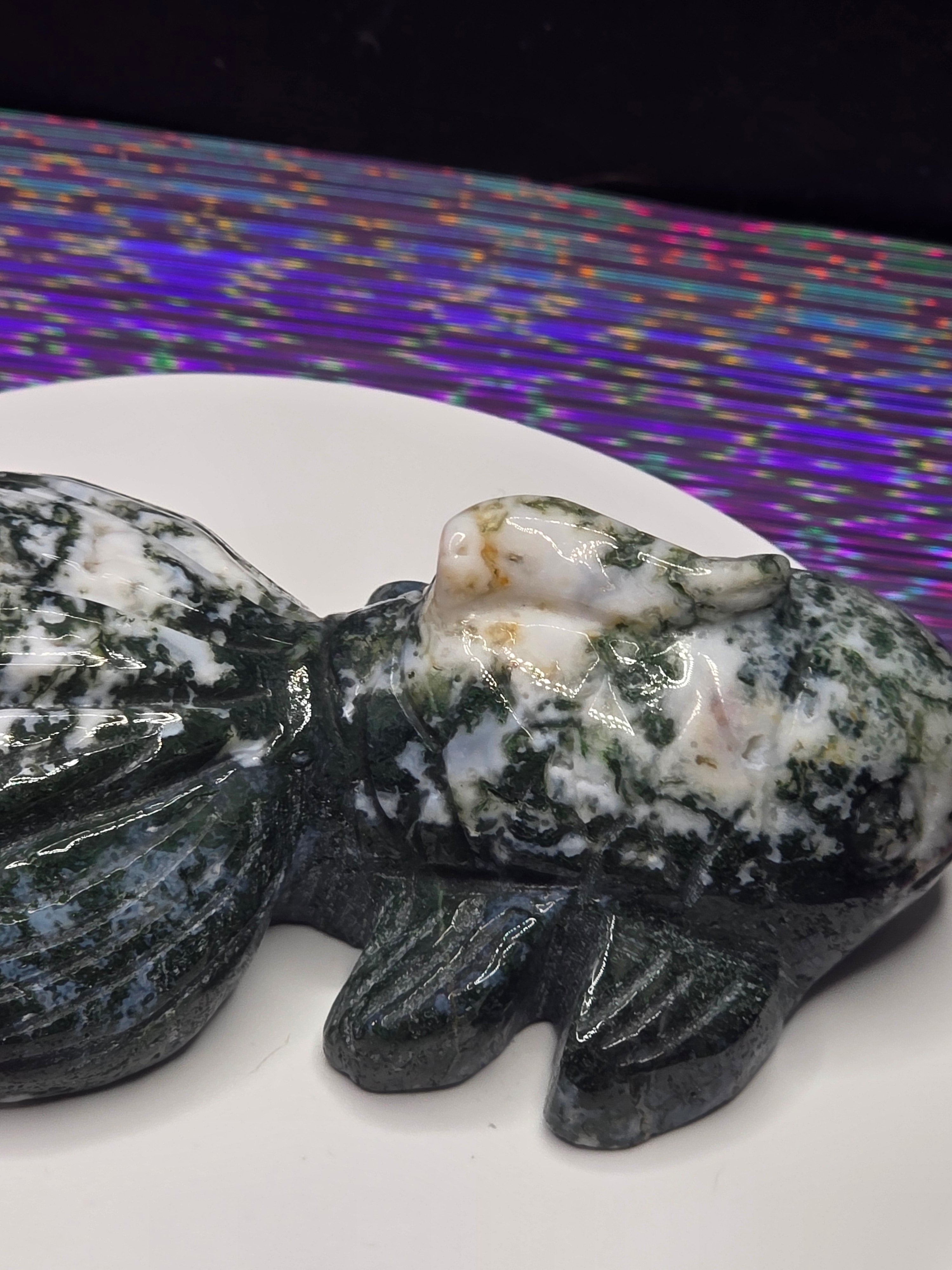 Green Moss Agate Koi Fish