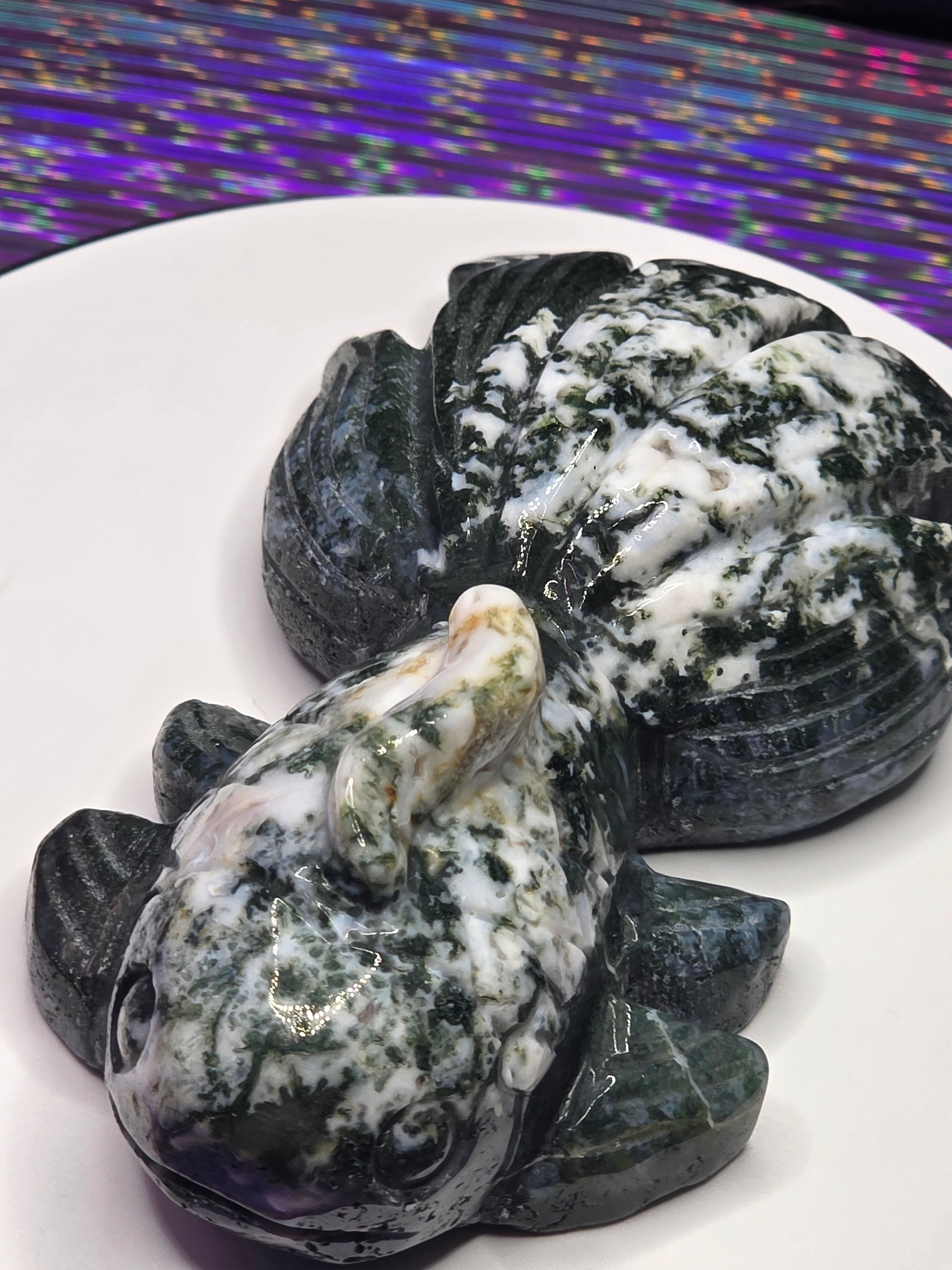 Green Moss Agate Koi Fish