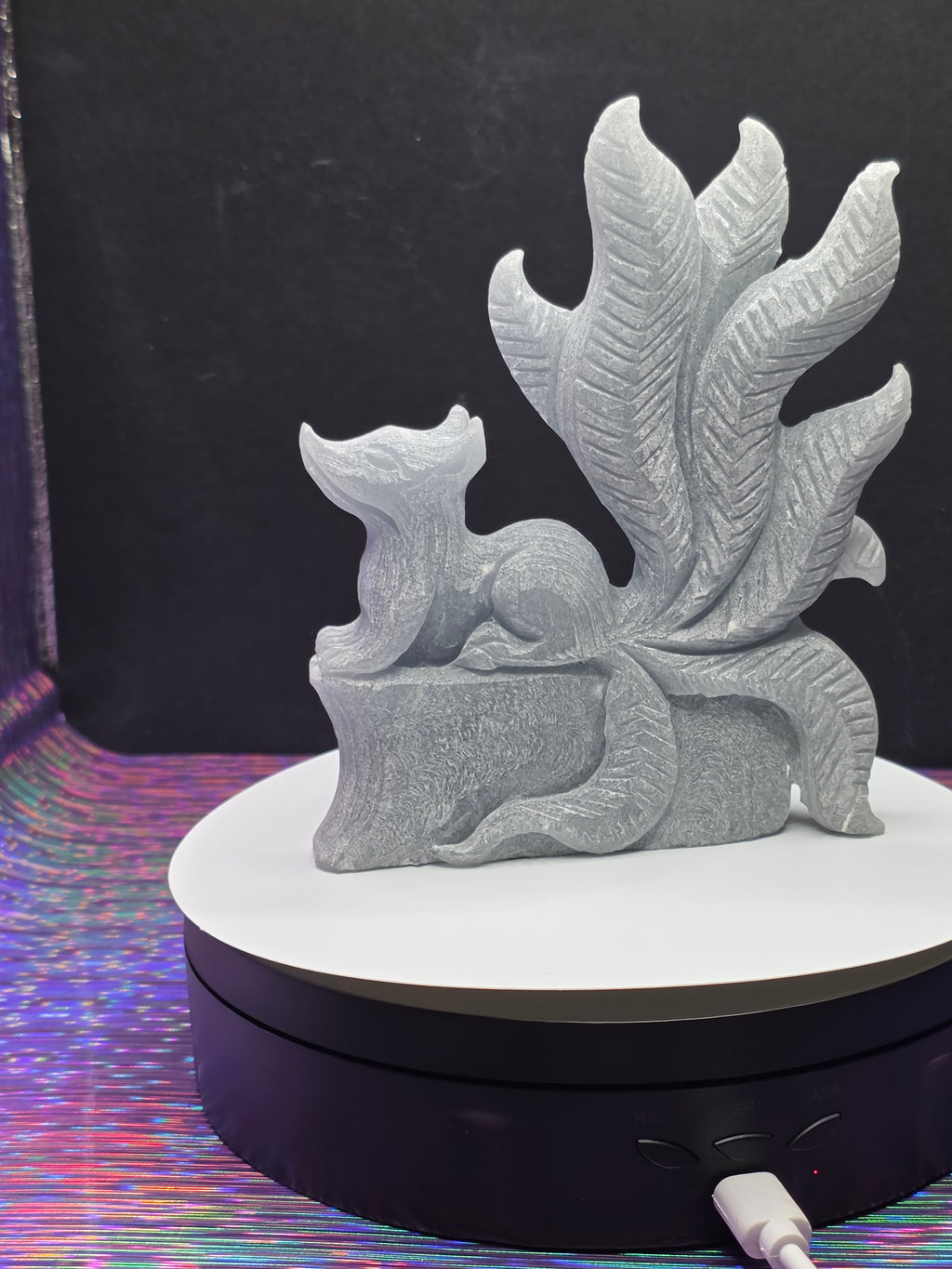 Unpolished Angelite Nine Tailed Fox
