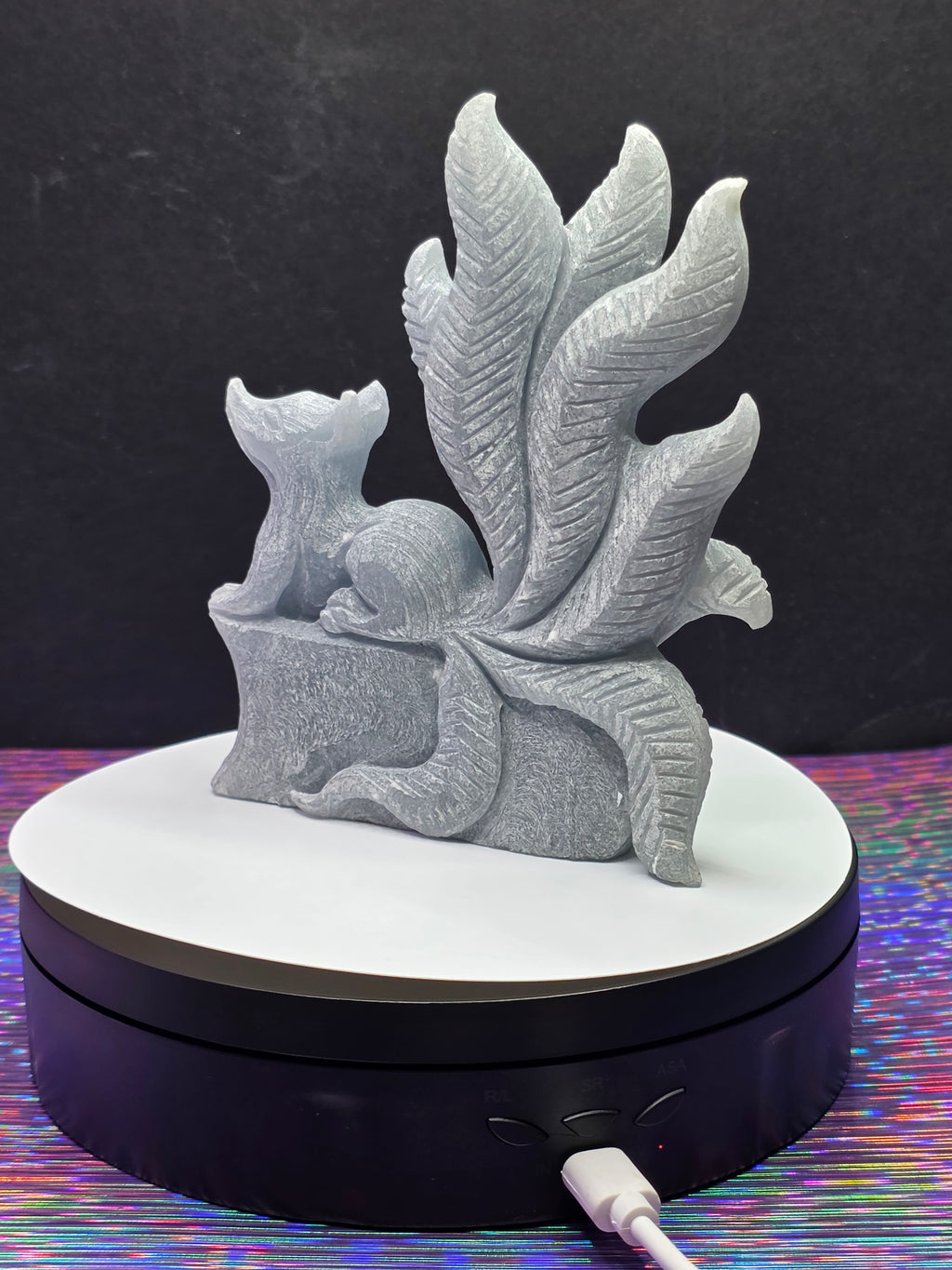 Unpolished Angelite Nine Tailed Fox