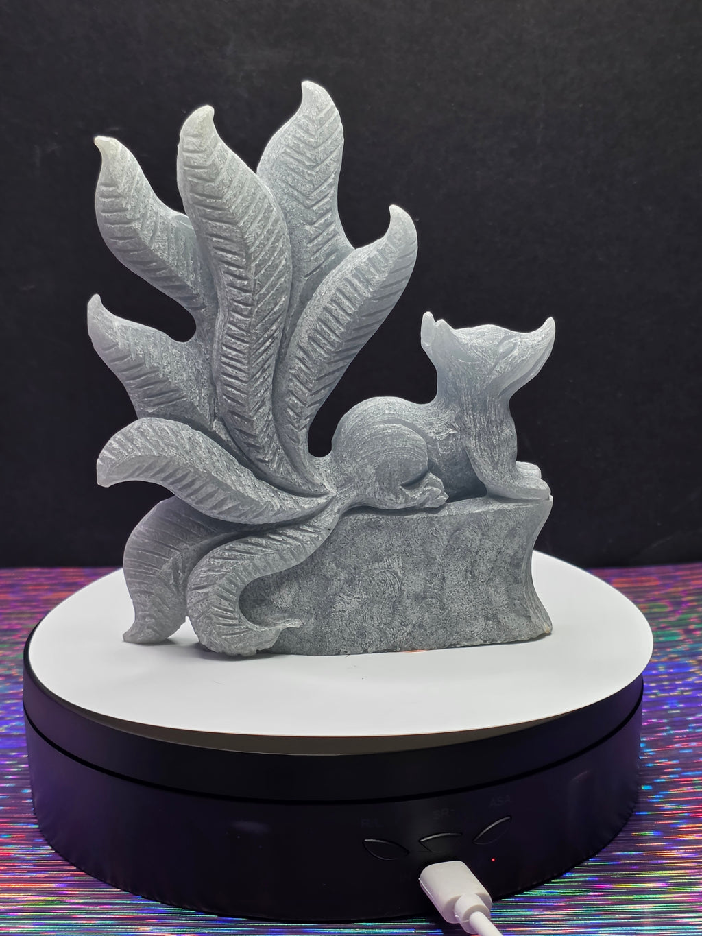 Unpolished Angelite Nine Tailed Fox