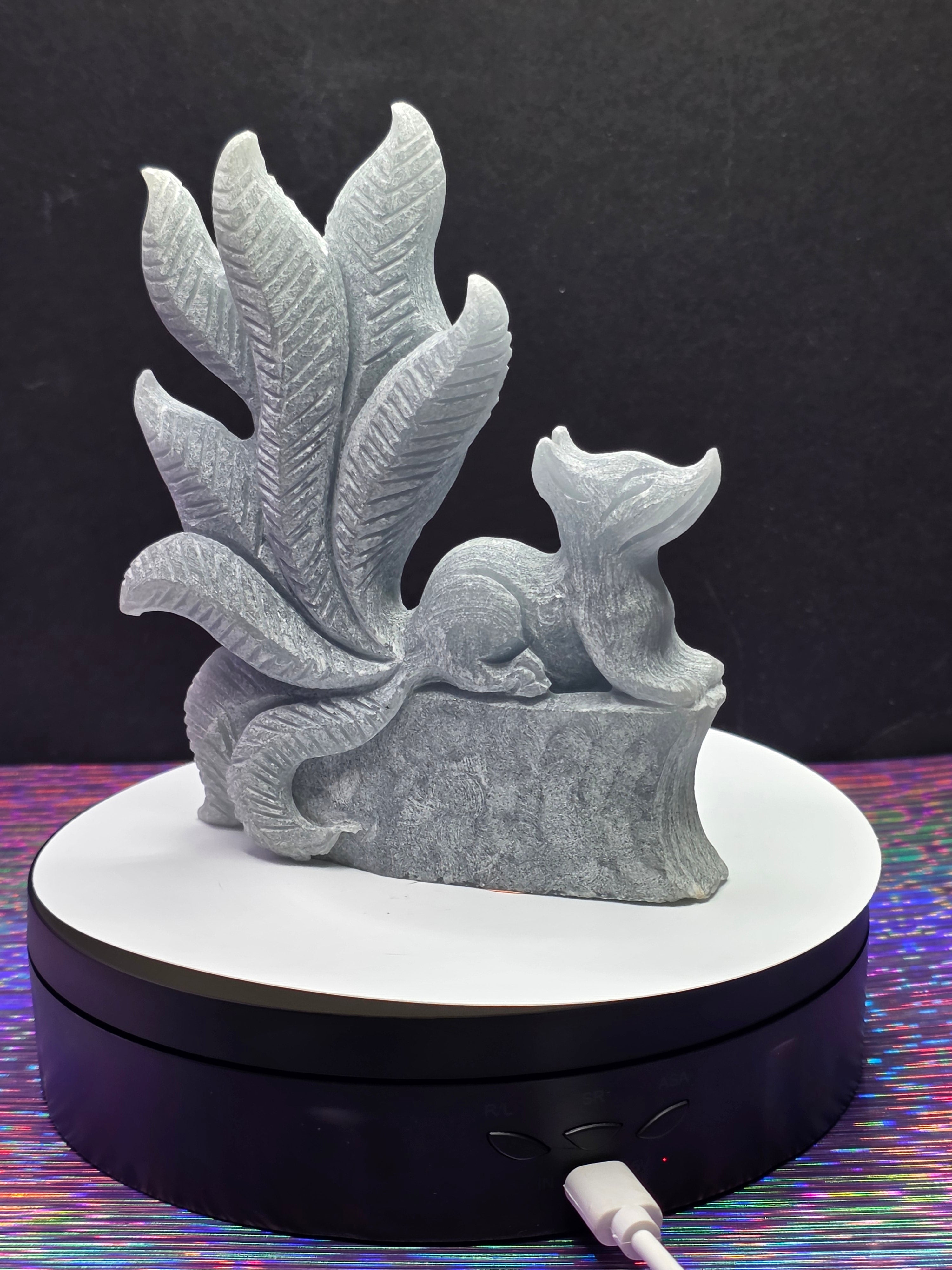 Unpolished Angelite Nine Tailed Fox