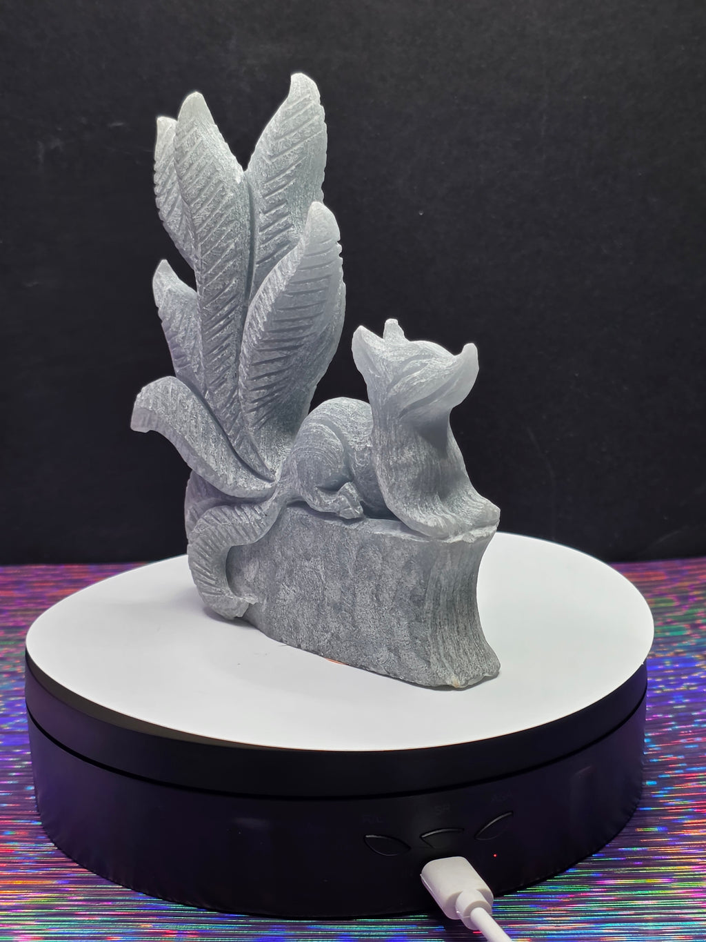 Unpolished Angelite Nine Tailed Fox