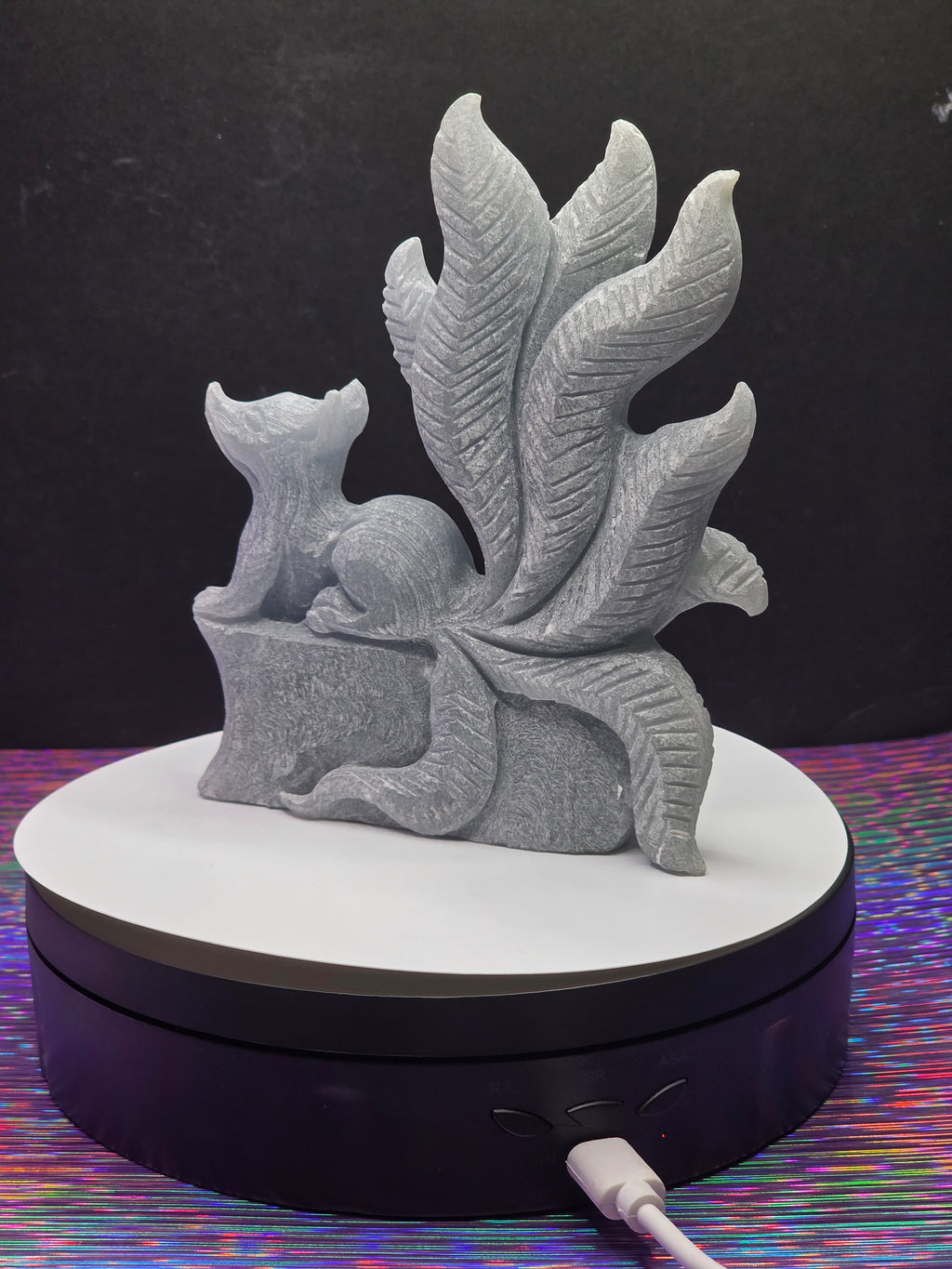 Unpolished Angelite Nine Tailed Fox