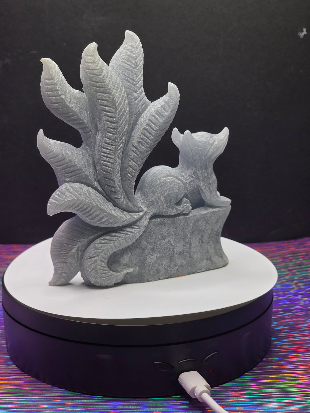 Unpolished Angelite Nine Tailed Fox