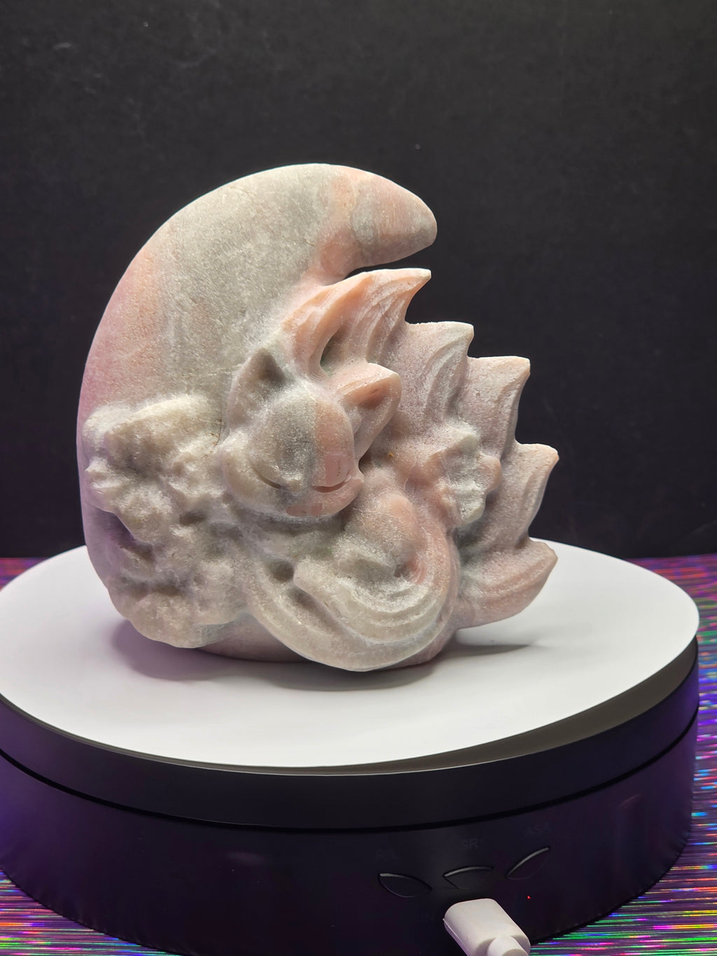 Unpolished Pink Opal Nine Tailed Fox Moon