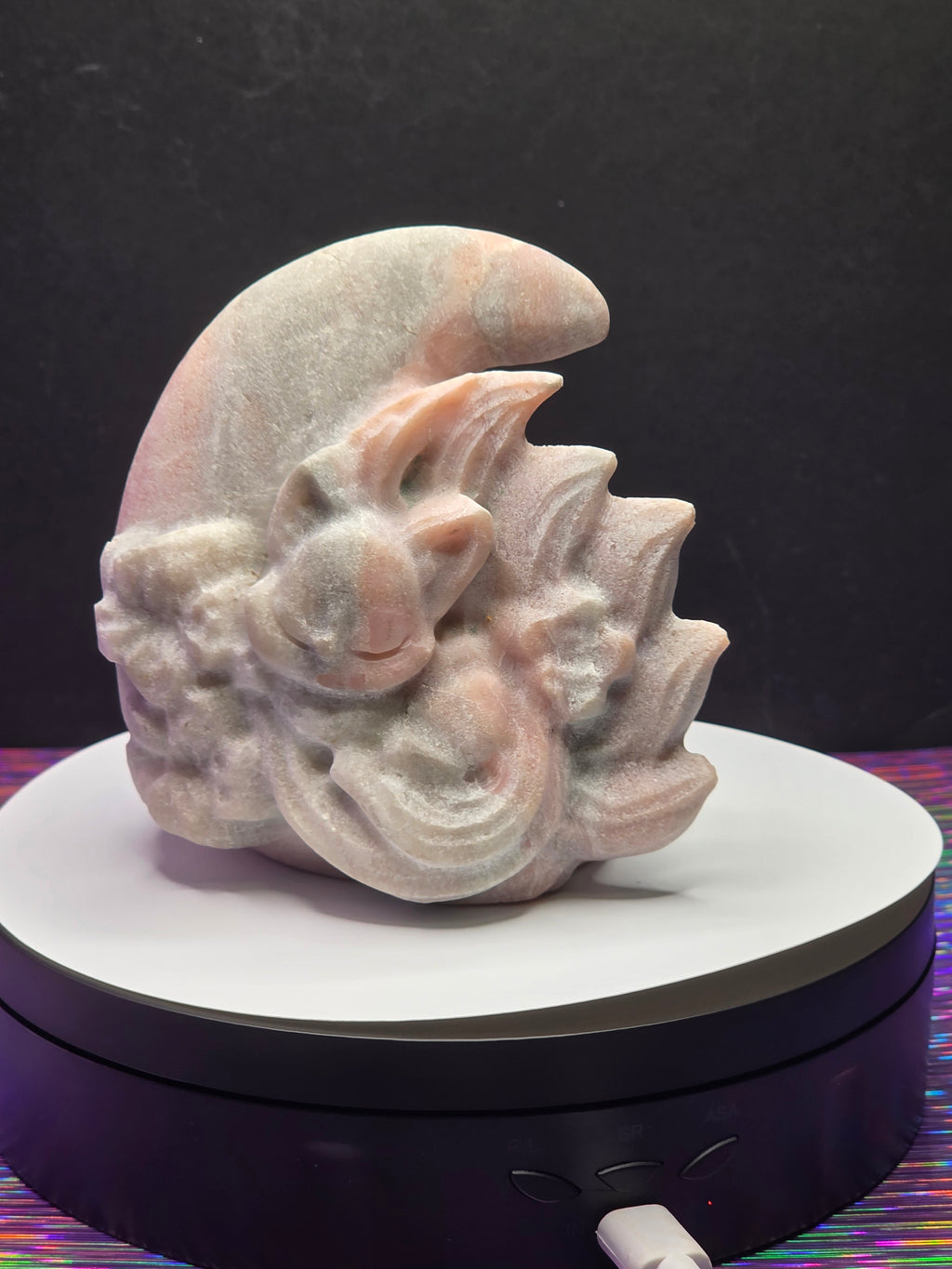 Unpolished Pink Opal Nine Tailed Fox Moon