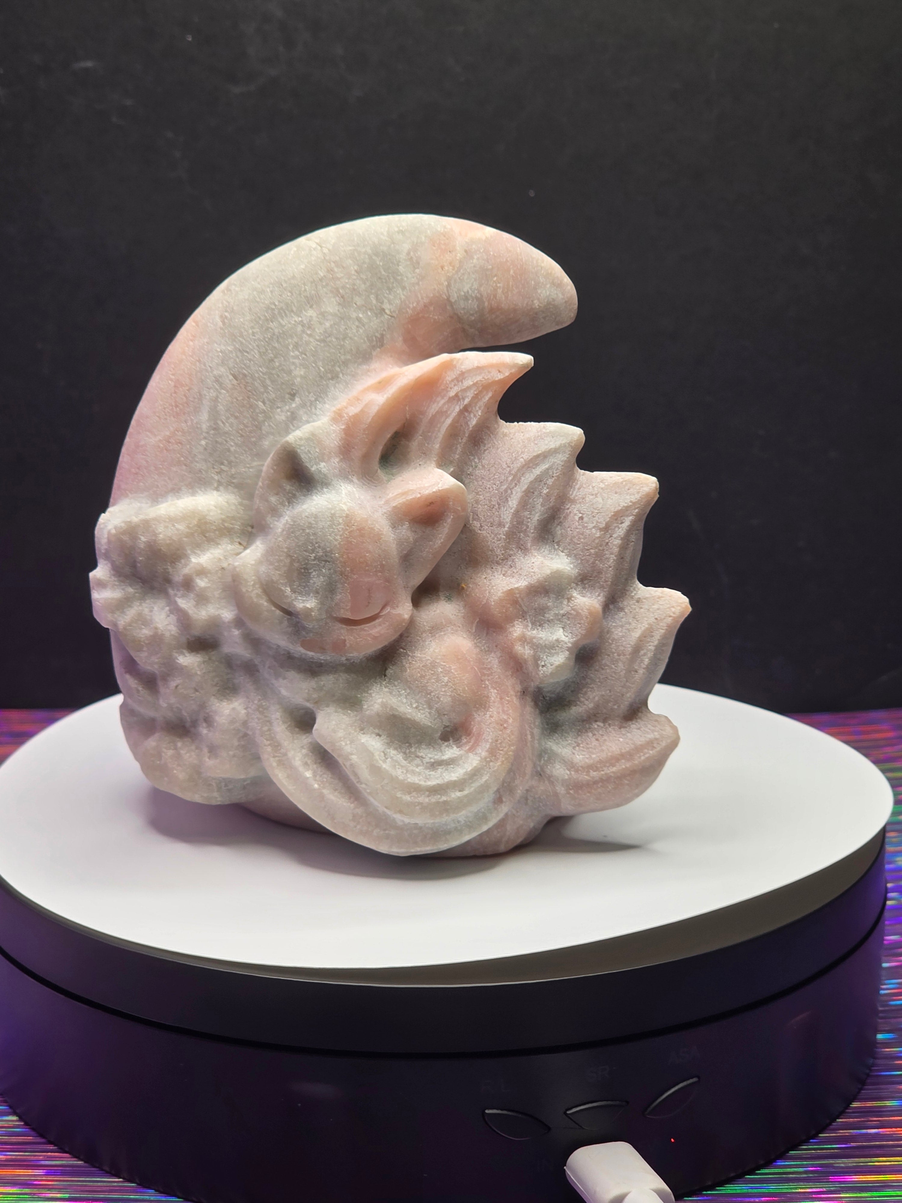 Unpolished Pink Opal Nine Tailed Fox Moon