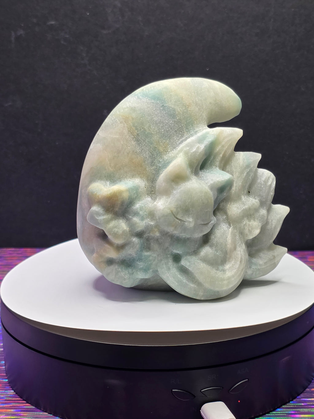Unpolished Sky Blue Nine Tailed Fox Moon