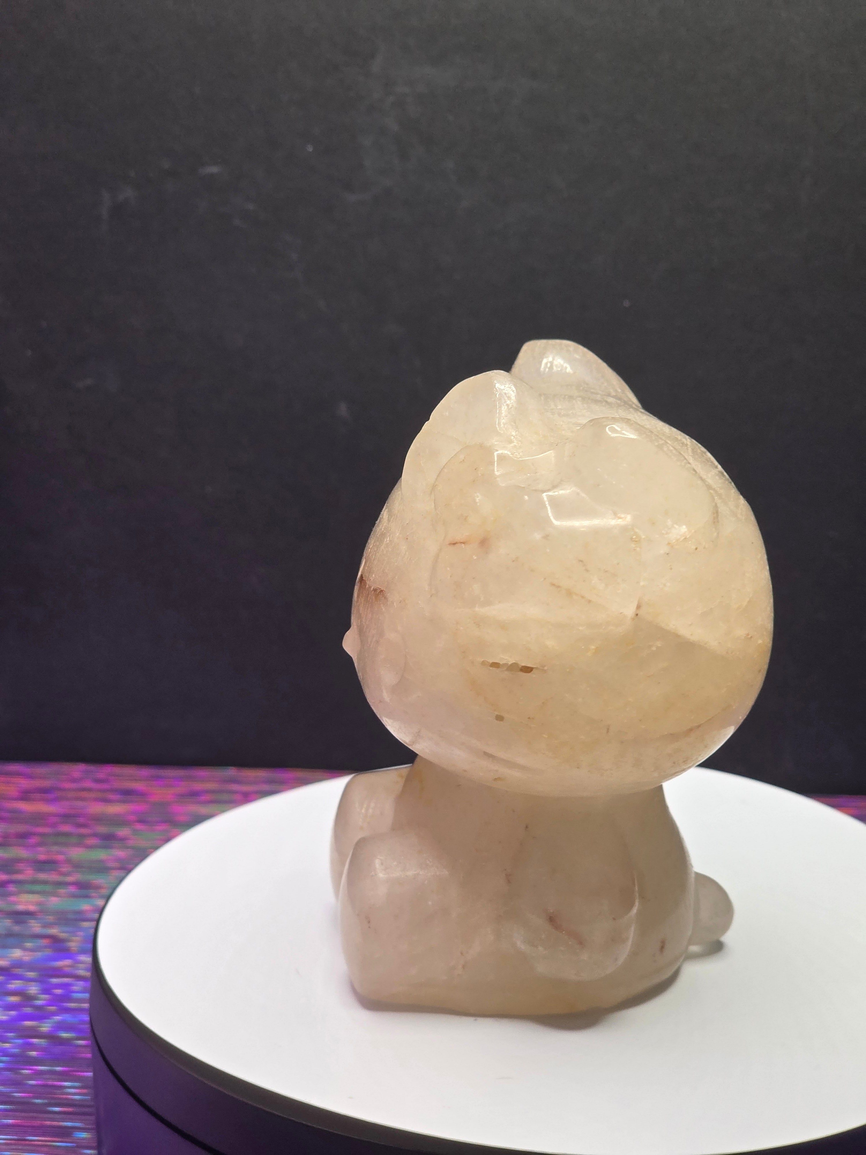 Large Clear Quartz Hello Kitty with Hematite Inclusions