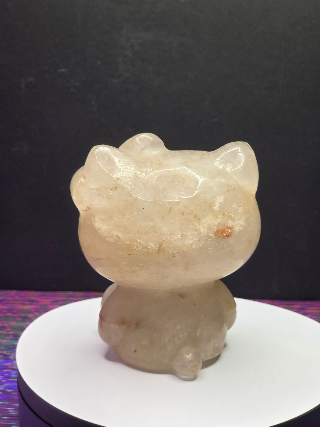 Large Clear Quartz Hello Kitty with Hematite Inclusions