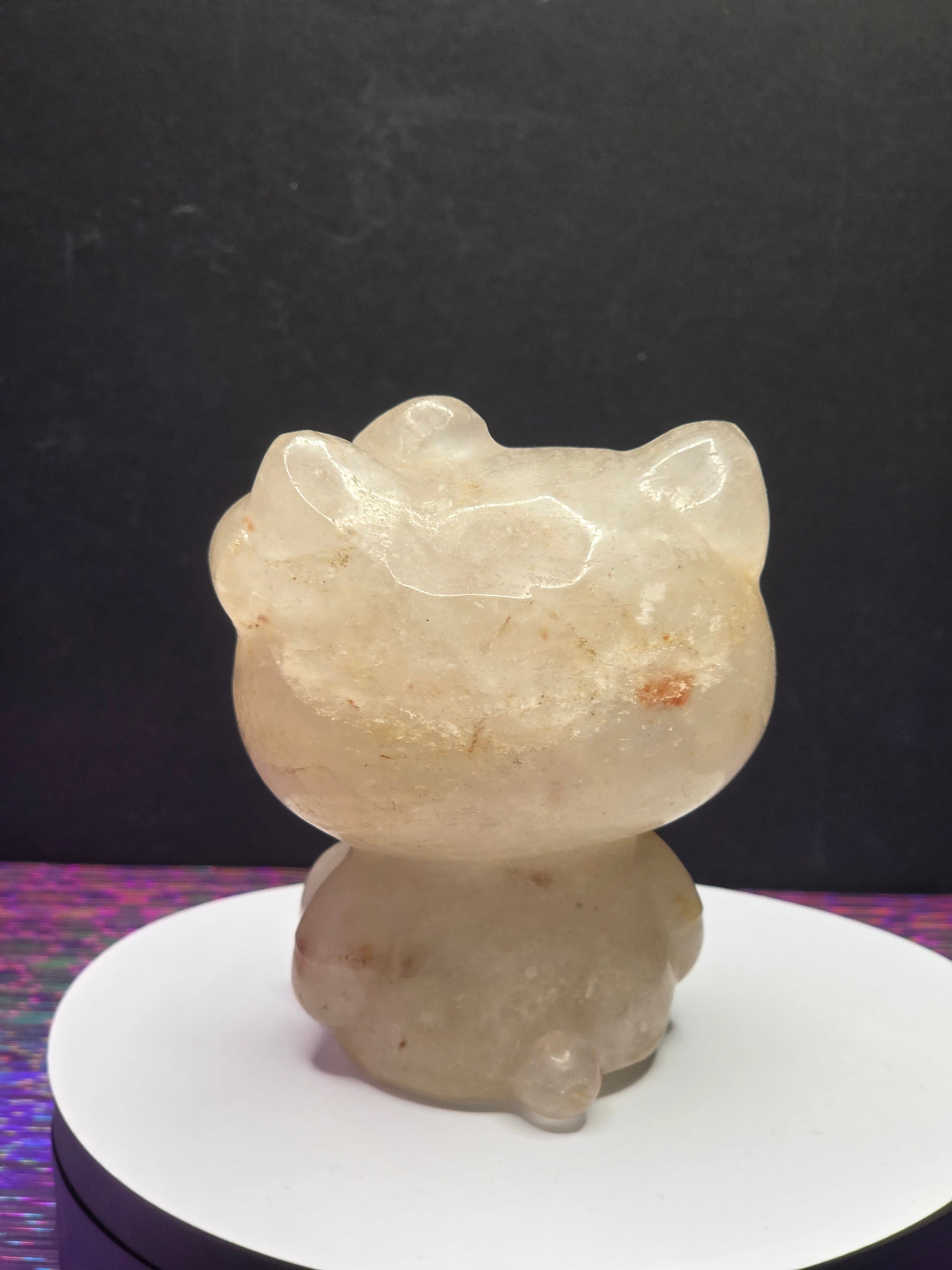 Large Clear Quartz Hello Kitty with Hematite Inclusions
