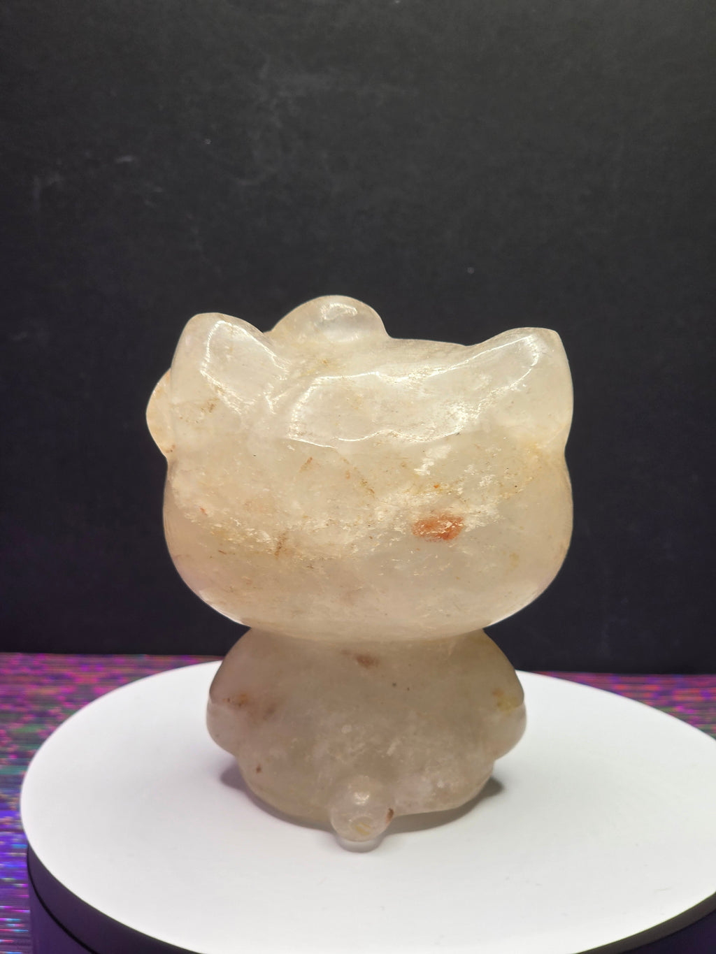 Large Clear Quartz Hello Kitty with Hematite Inclusions