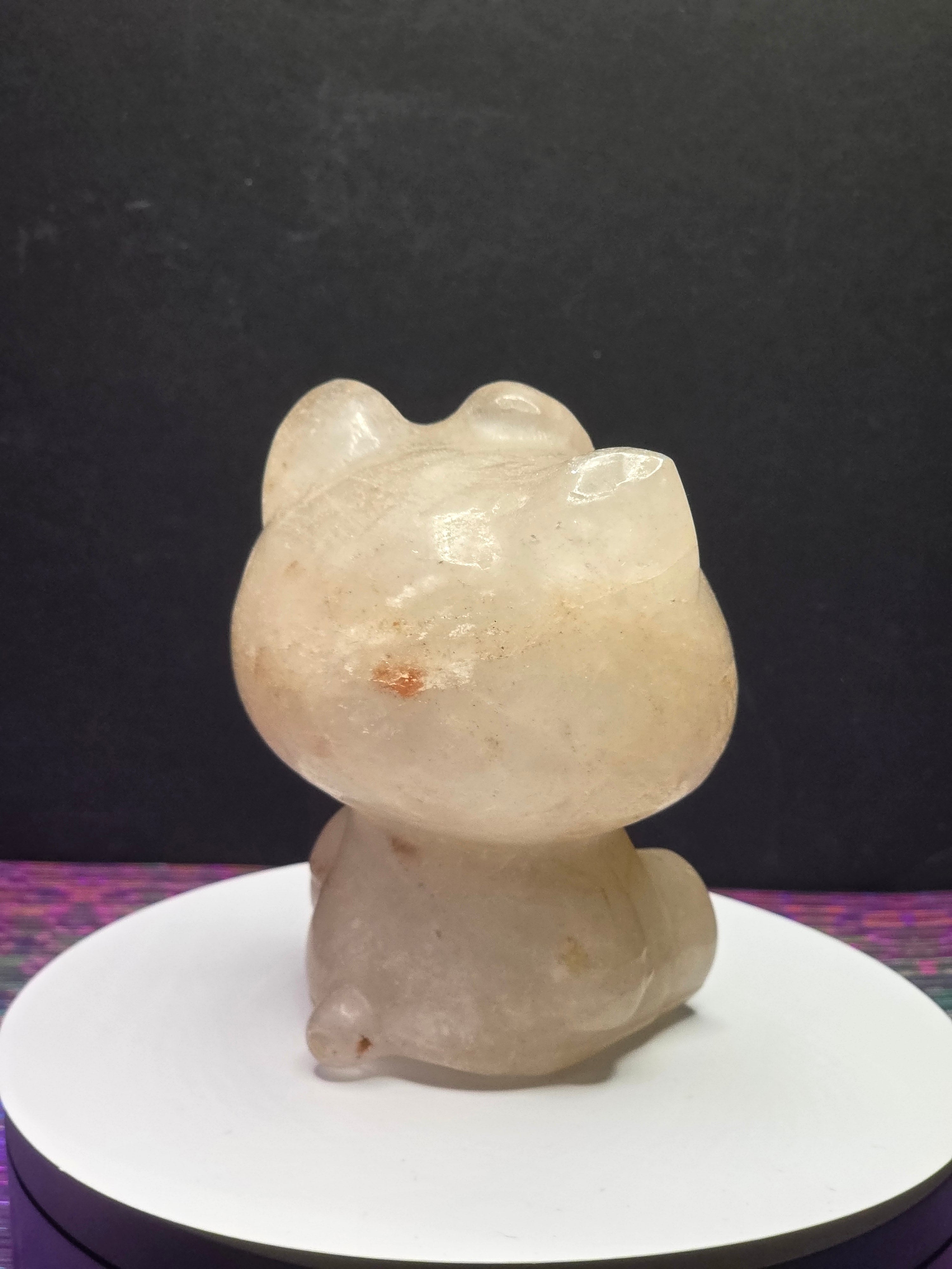 Large Clear Quartz Hello Kitty with Hematite Inclusions