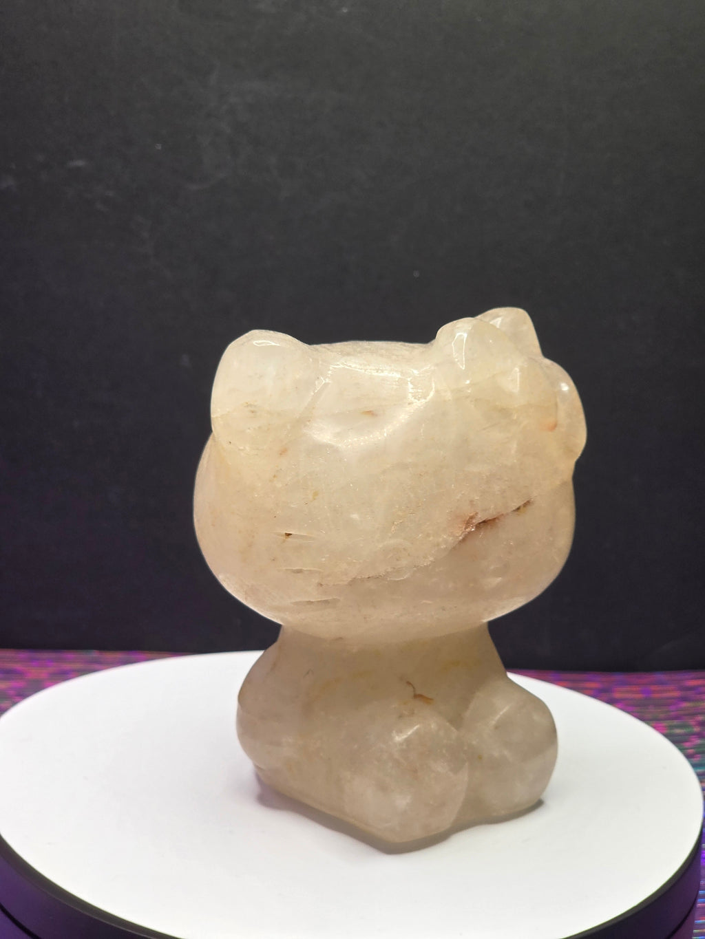 Large Clear Quartz Hello Kitty with Hematite Inclusions
