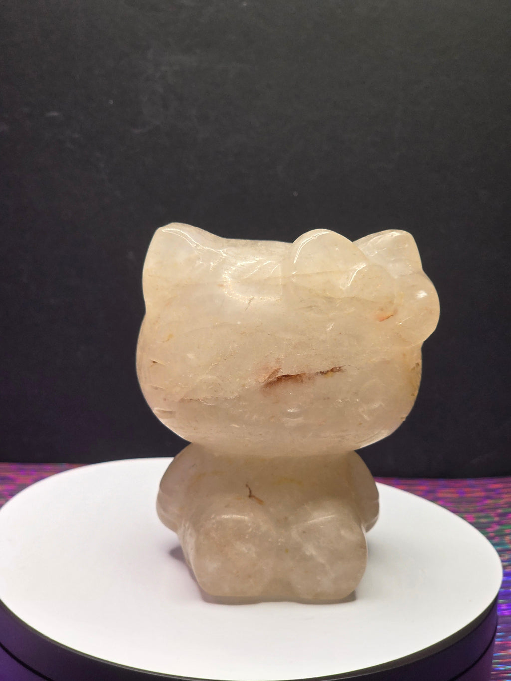 Large Clear Quartz Hello Kitty with Hematite Inclusions