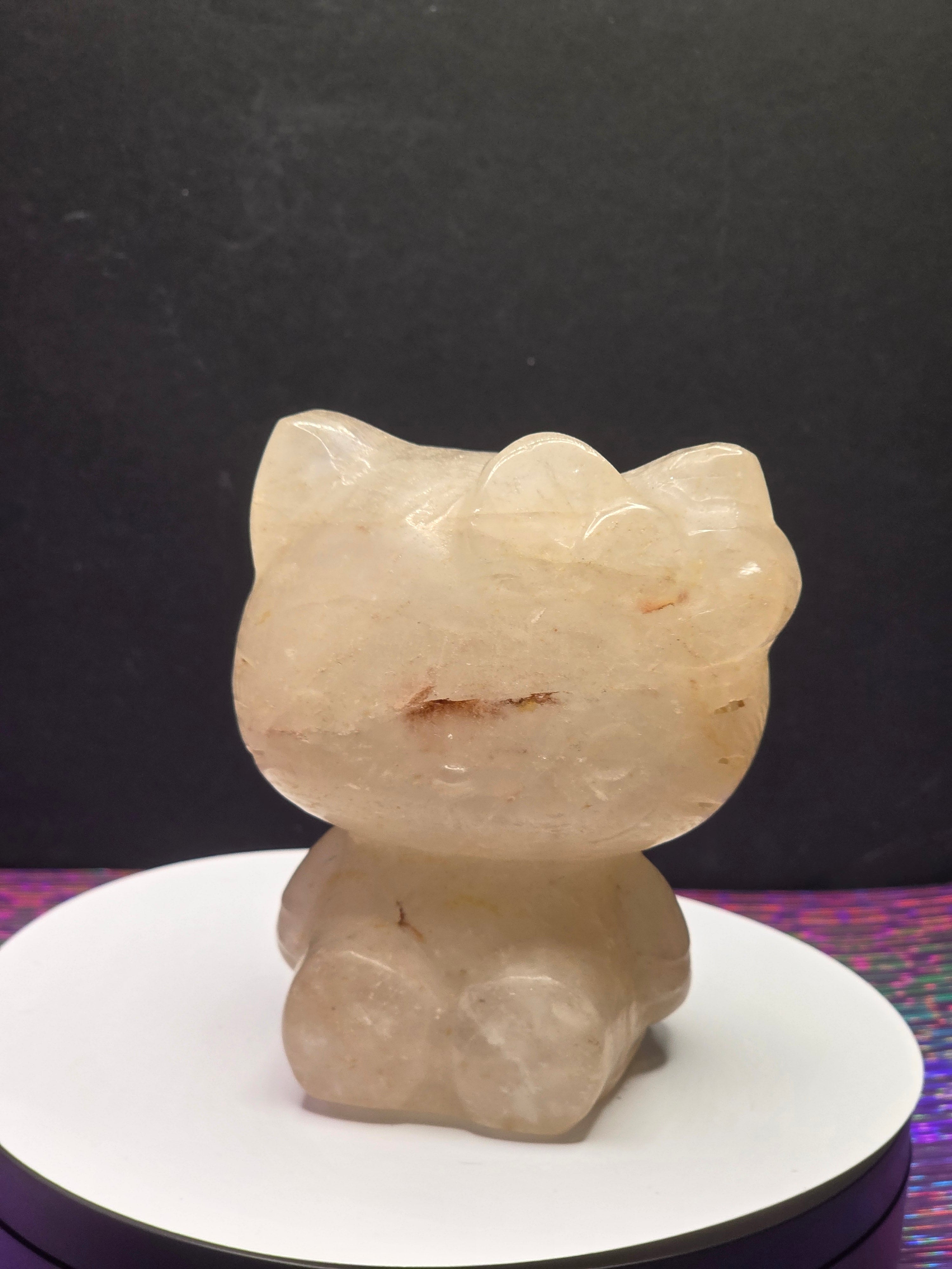 Large Clear Quartz Hello Kitty with Hematite Inclusions