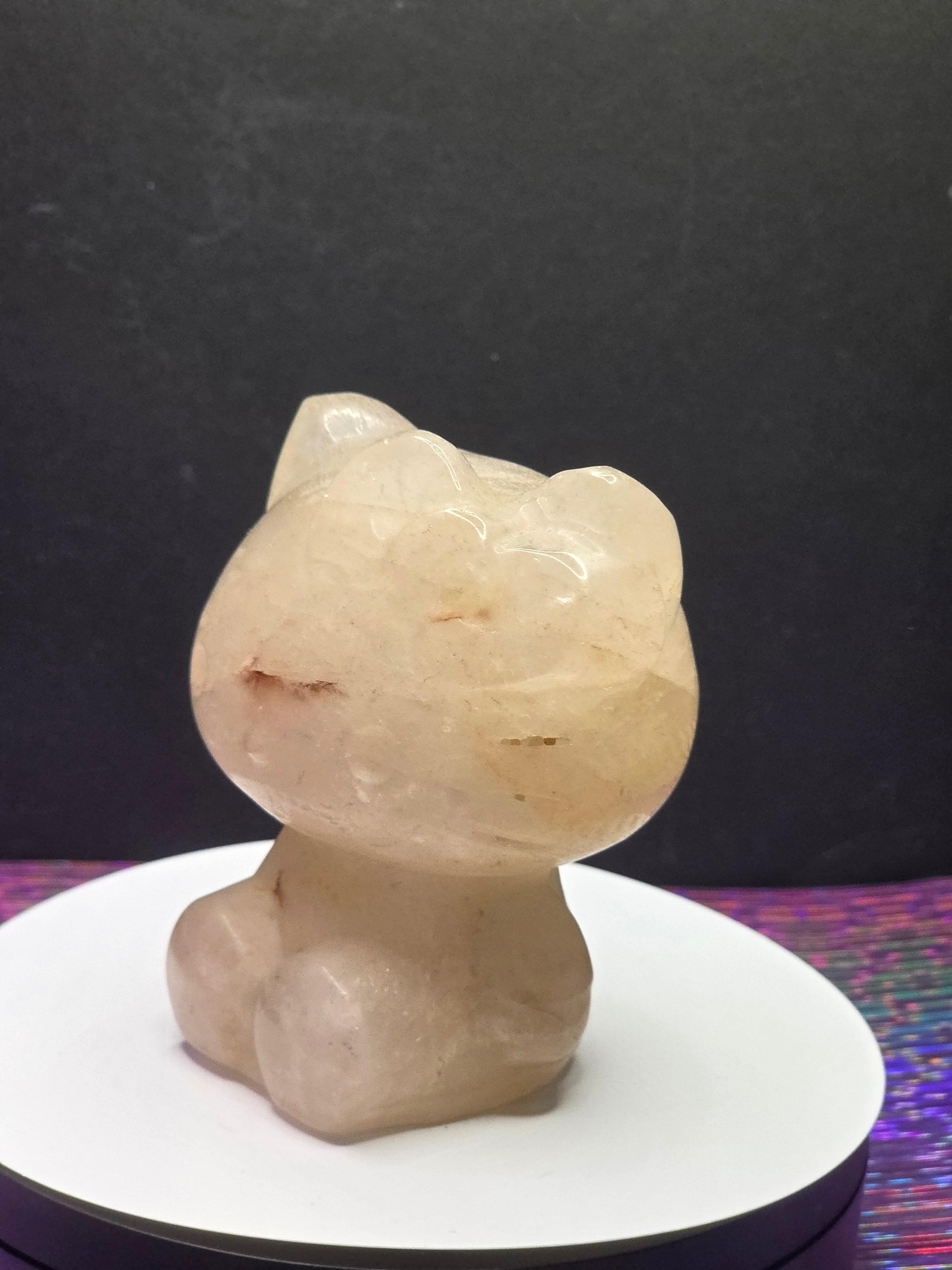 Large Clear Quartz Hello Kitty with Hematite Inclusions
