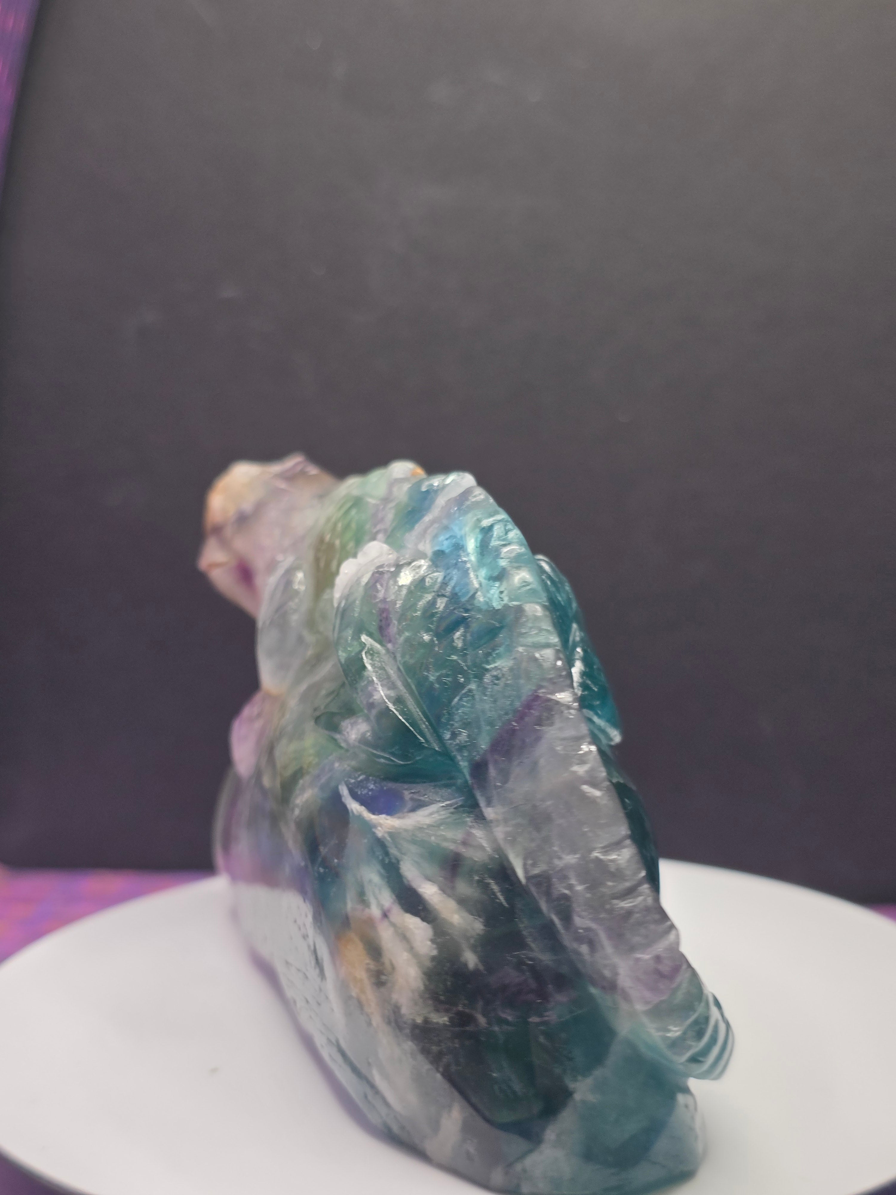 Large Blue Feather Fluorite Lizard