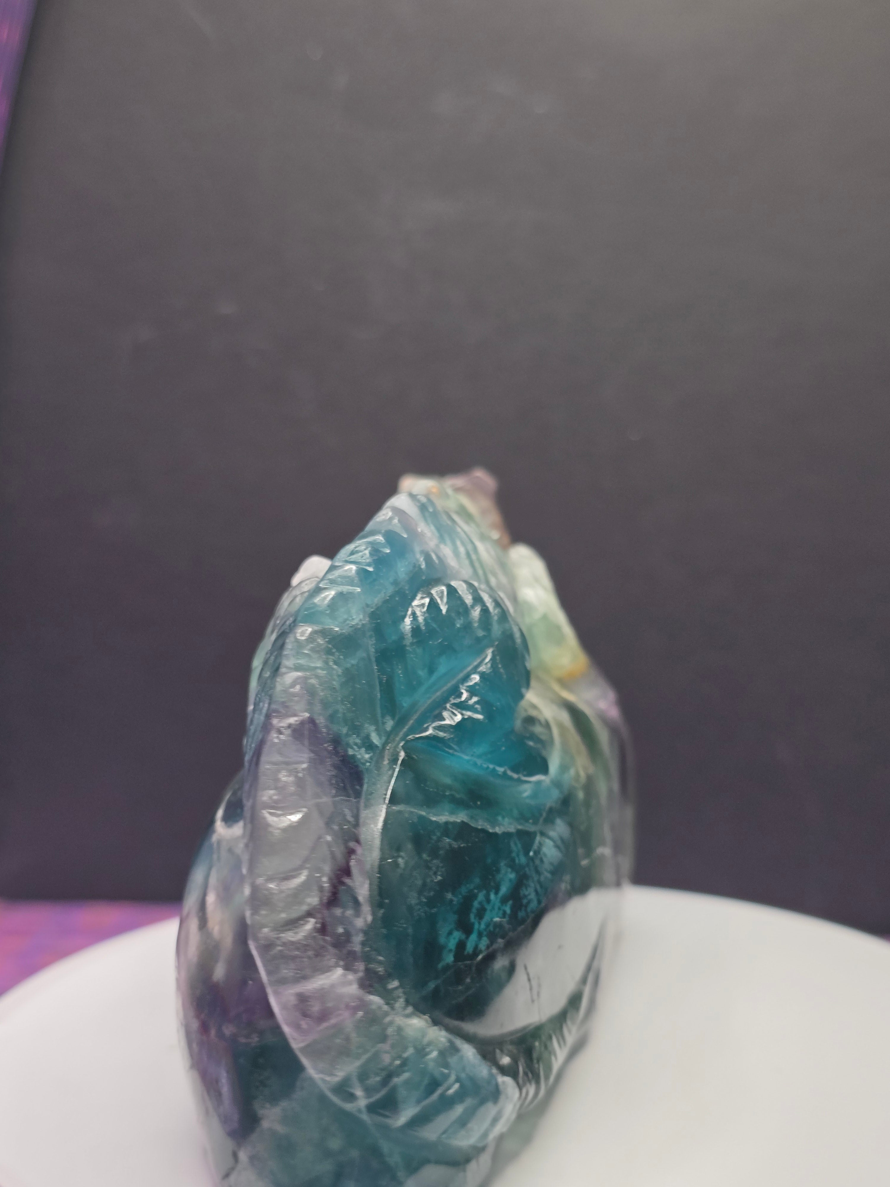 Large Blue Feather Fluorite Lizard
