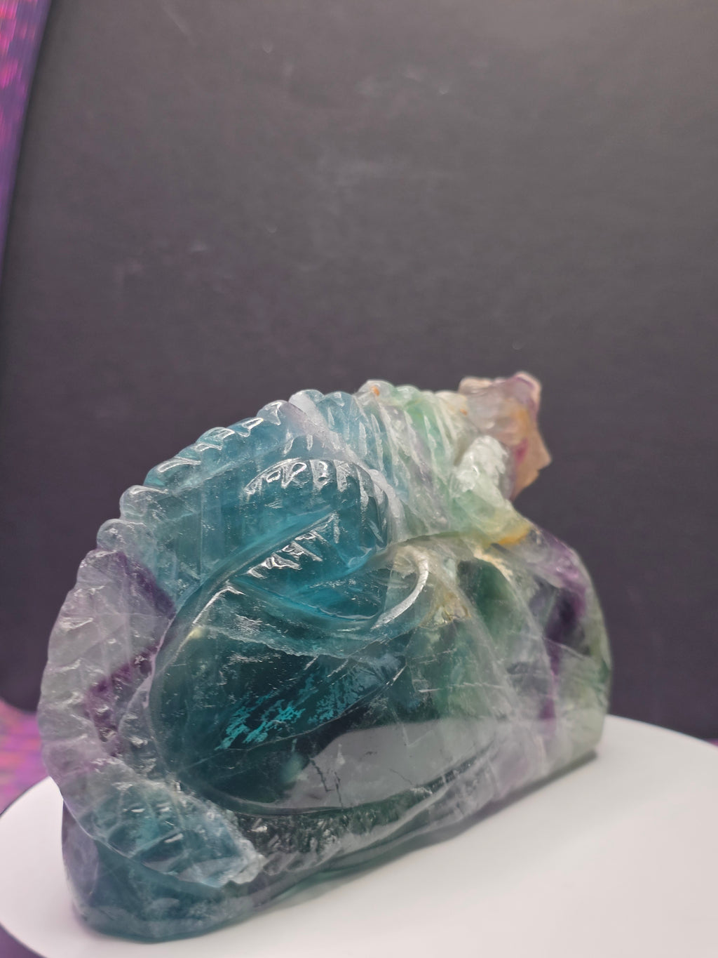 Large Blue Feather Fluorite Lizard