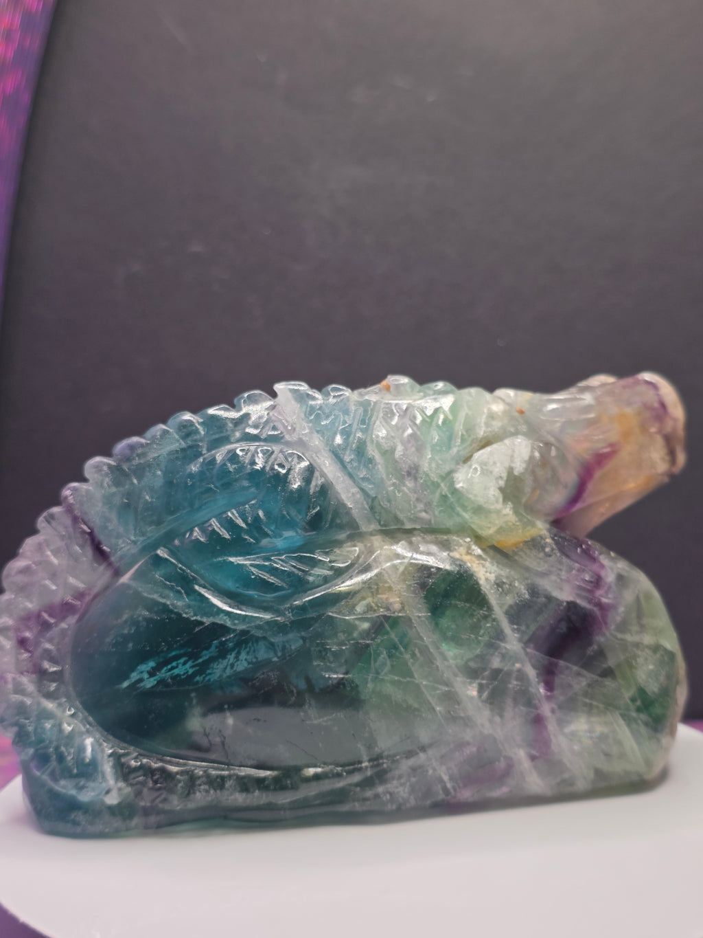 Large Blue Feather Fluorite Lizard