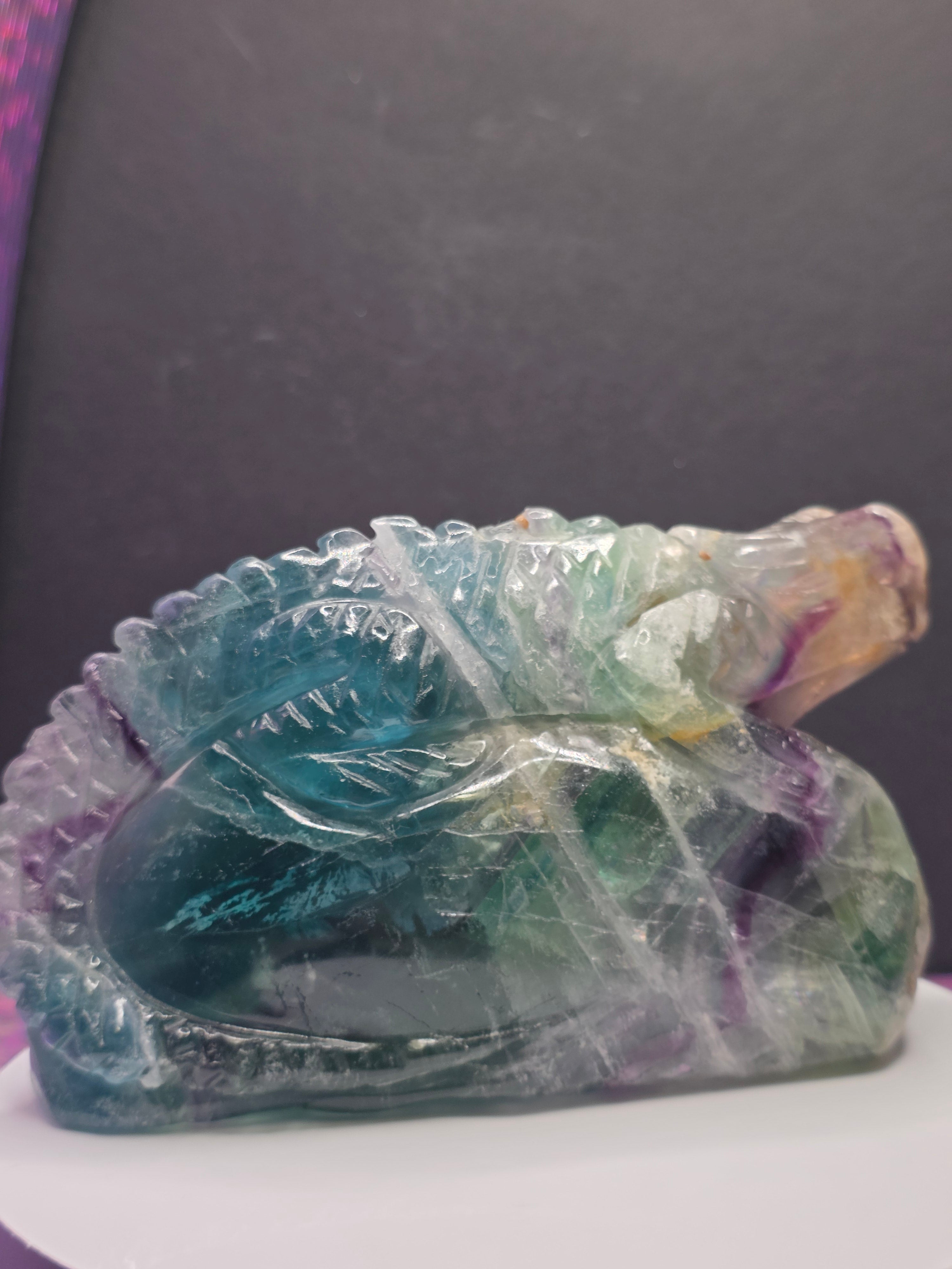 Large Blue Feather Fluorite Lizard