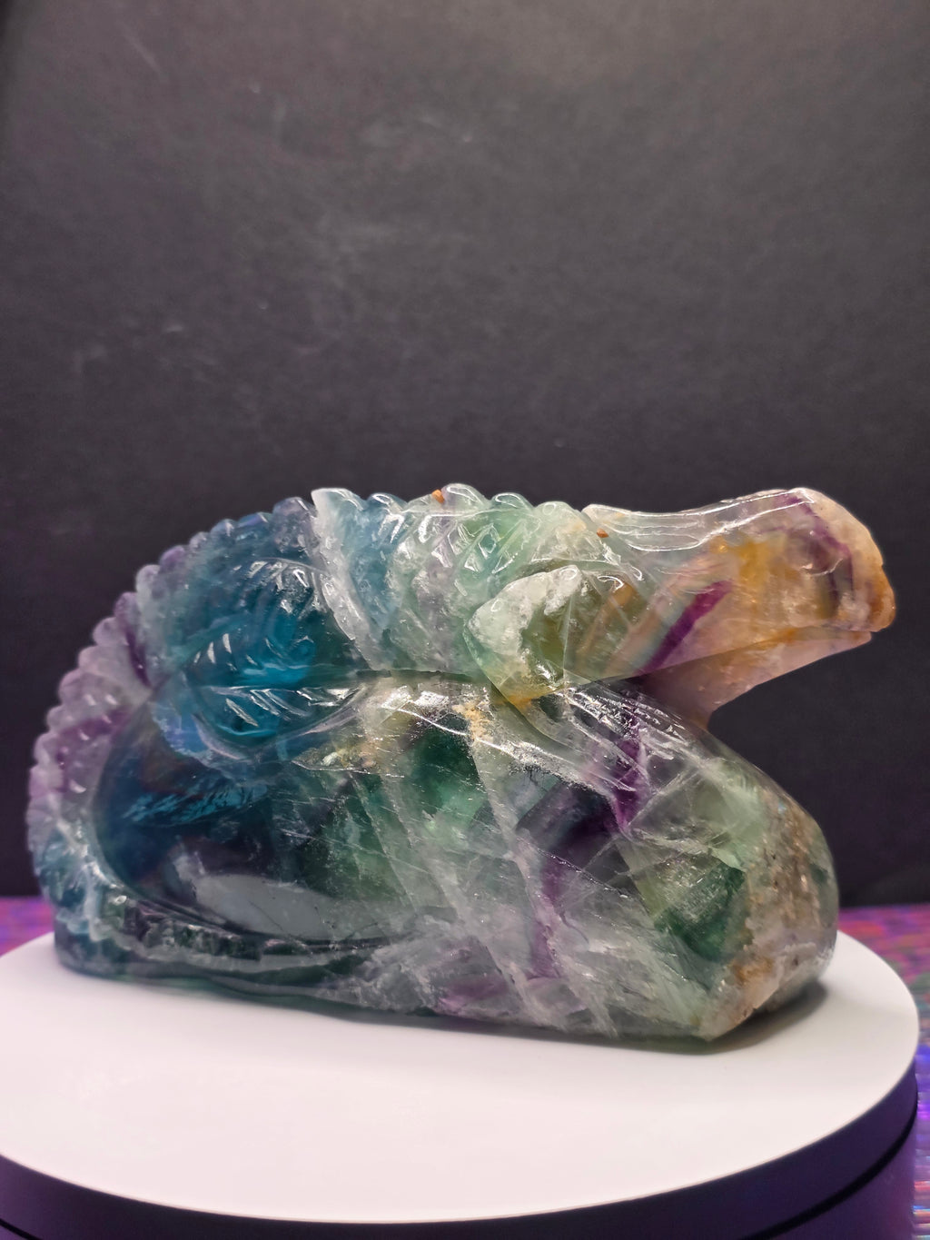 Large Blue Feather Fluorite Lizard