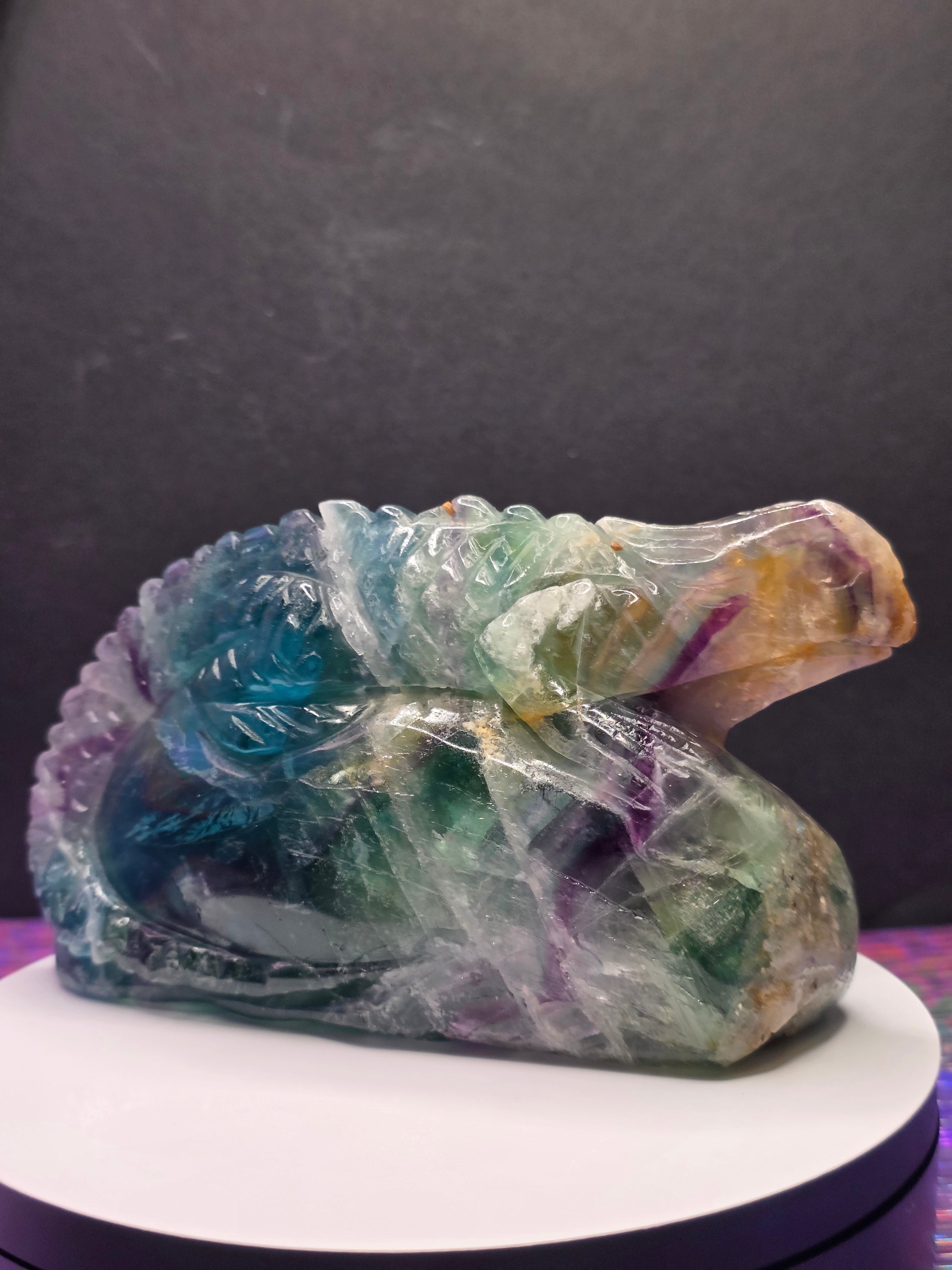 Large Blue Feather Fluorite Lizard
