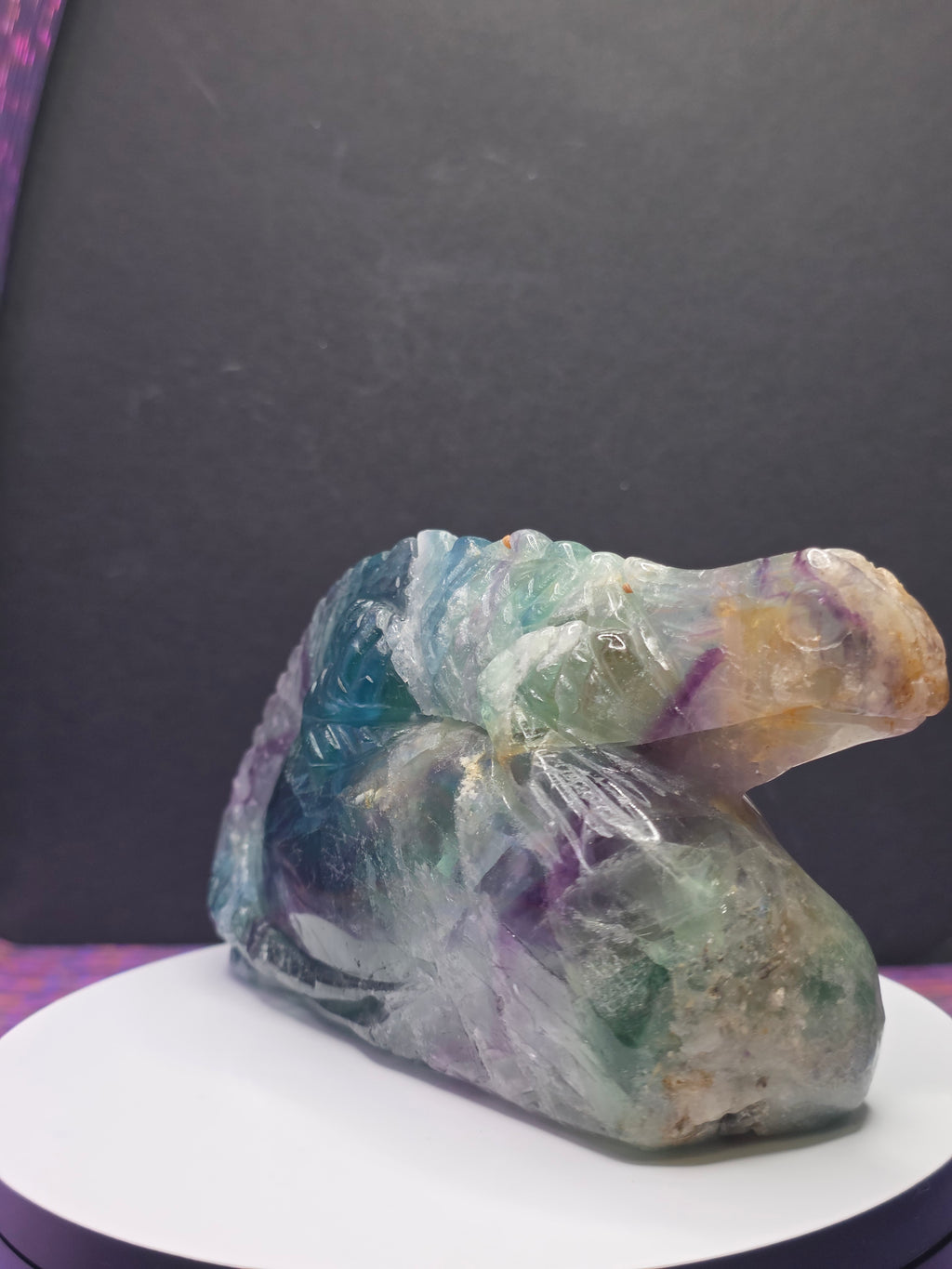 Large Blue Feather Fluorite Lizard