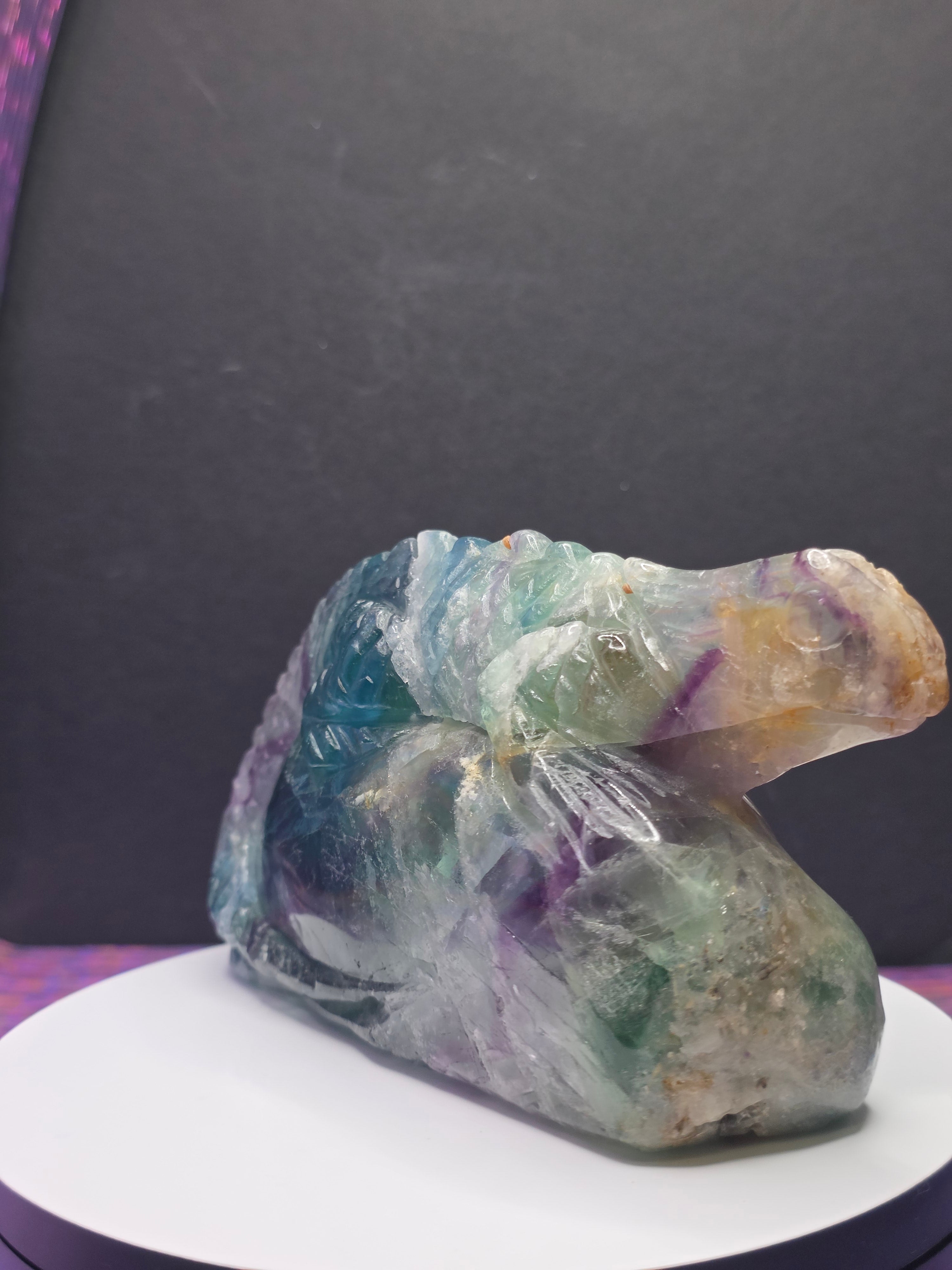 Large Blue Feather Fluorite Lizard