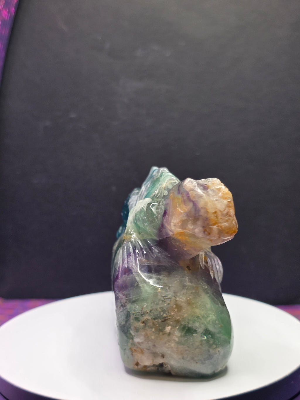 Large Blue Feather Fluorite Lizard
