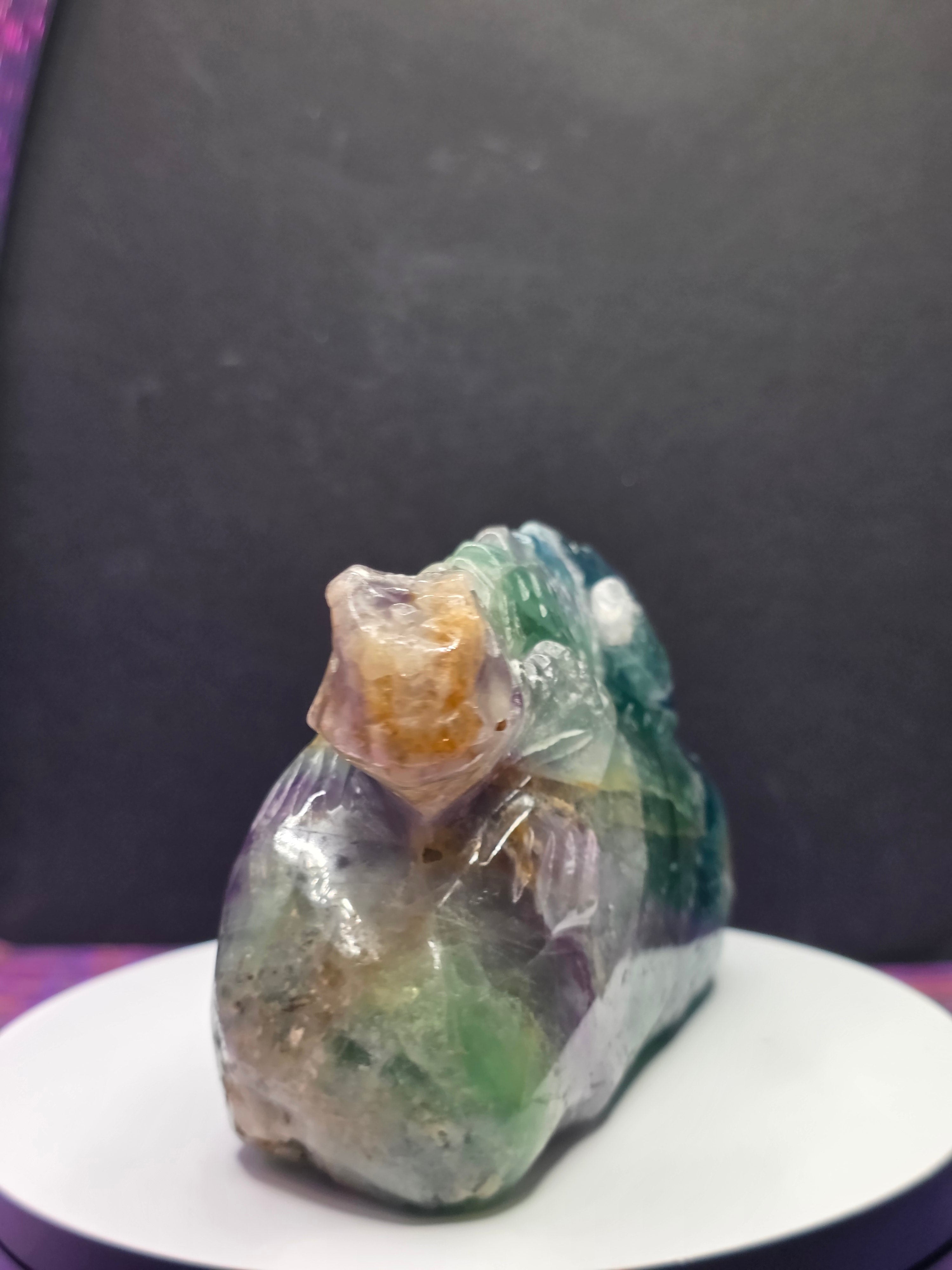 Large Blue Feather Fluorite Lizard