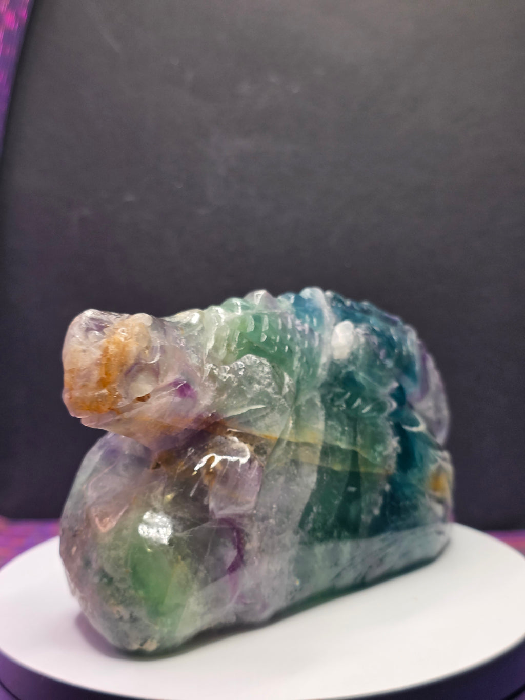 Large Blue Feather Fluorite Lizard