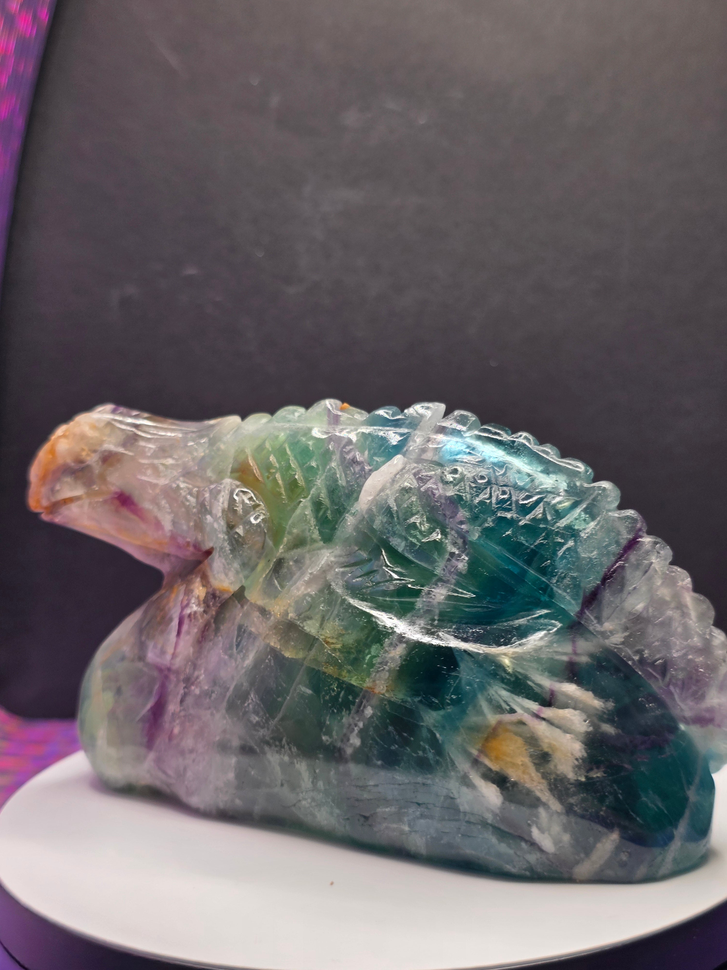 Large Blue Feather Fluorite Lizard