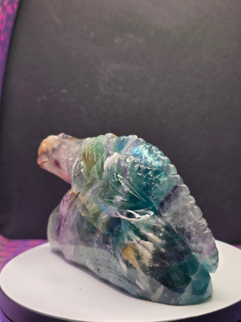 Large Blue Feather Fluorite Lizard