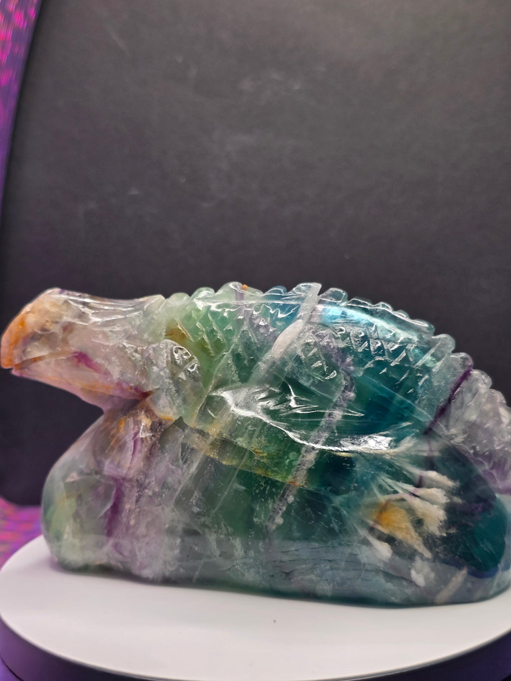 Large Blue Feather Fluorite Lizard